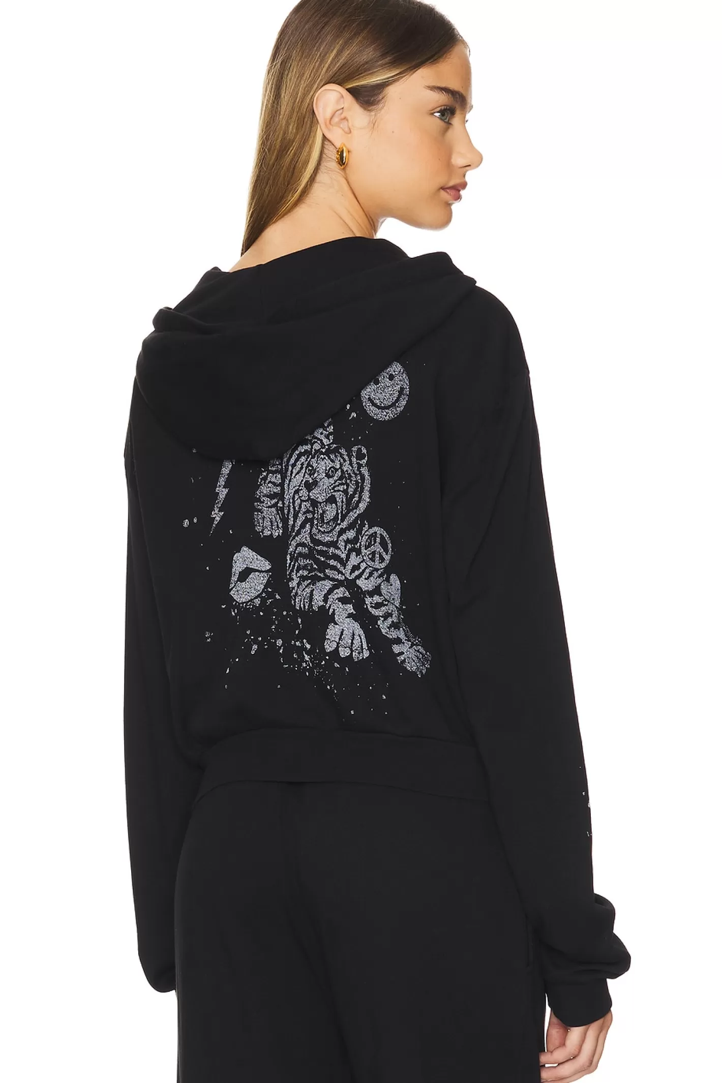 Lachelle Crop Tiger Elements Zip Up Hoodie>Lauren Moshi Best