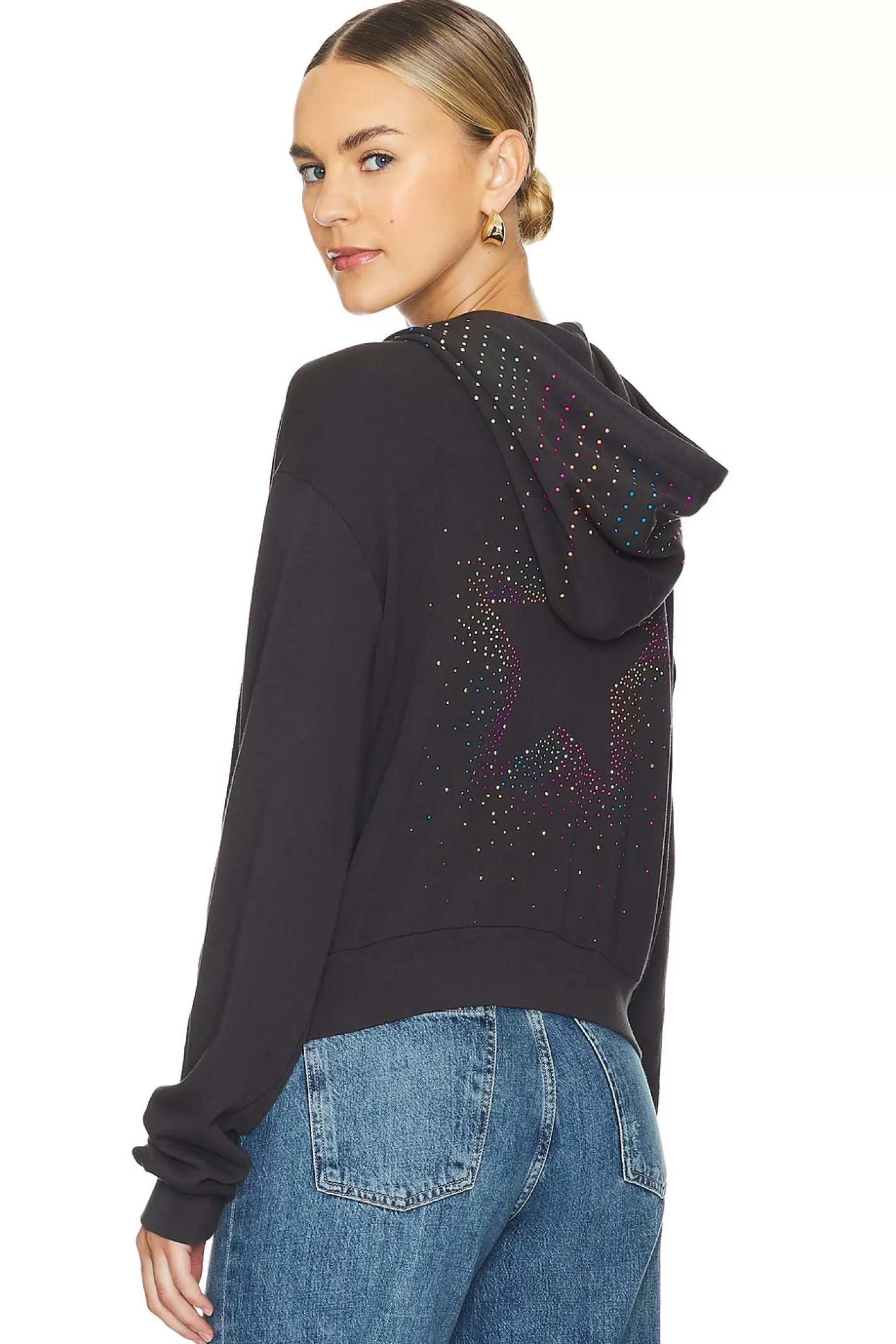 Lachelle Neon Stud Starburst Crop Zip Up Hoodie>Lauren Moshi Online