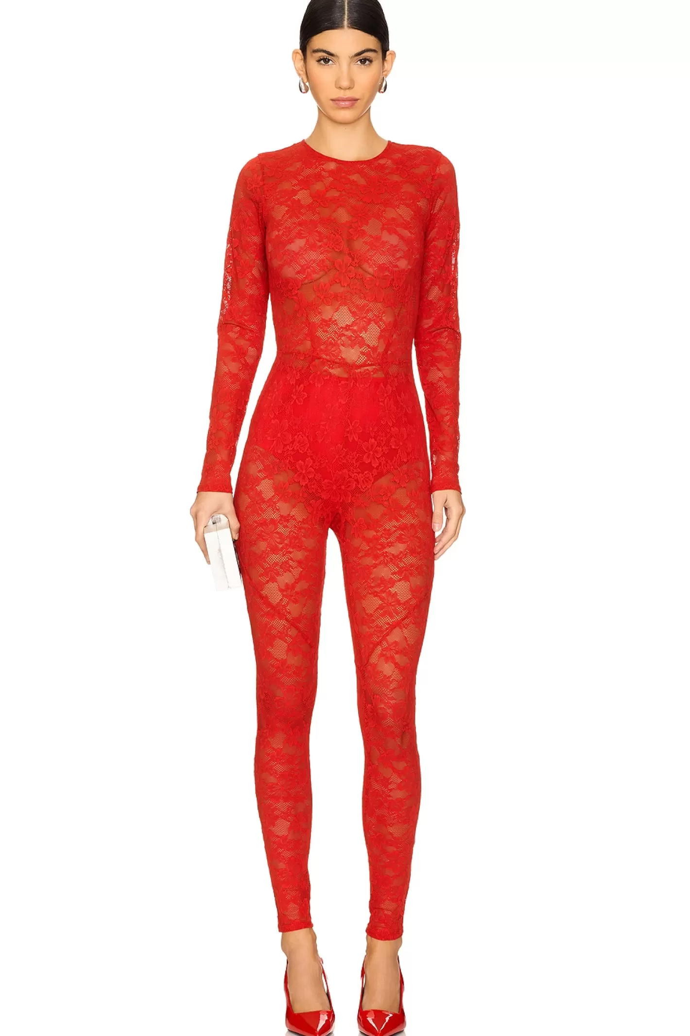 Le Stretch Lace Catsuit>fleur du mal New