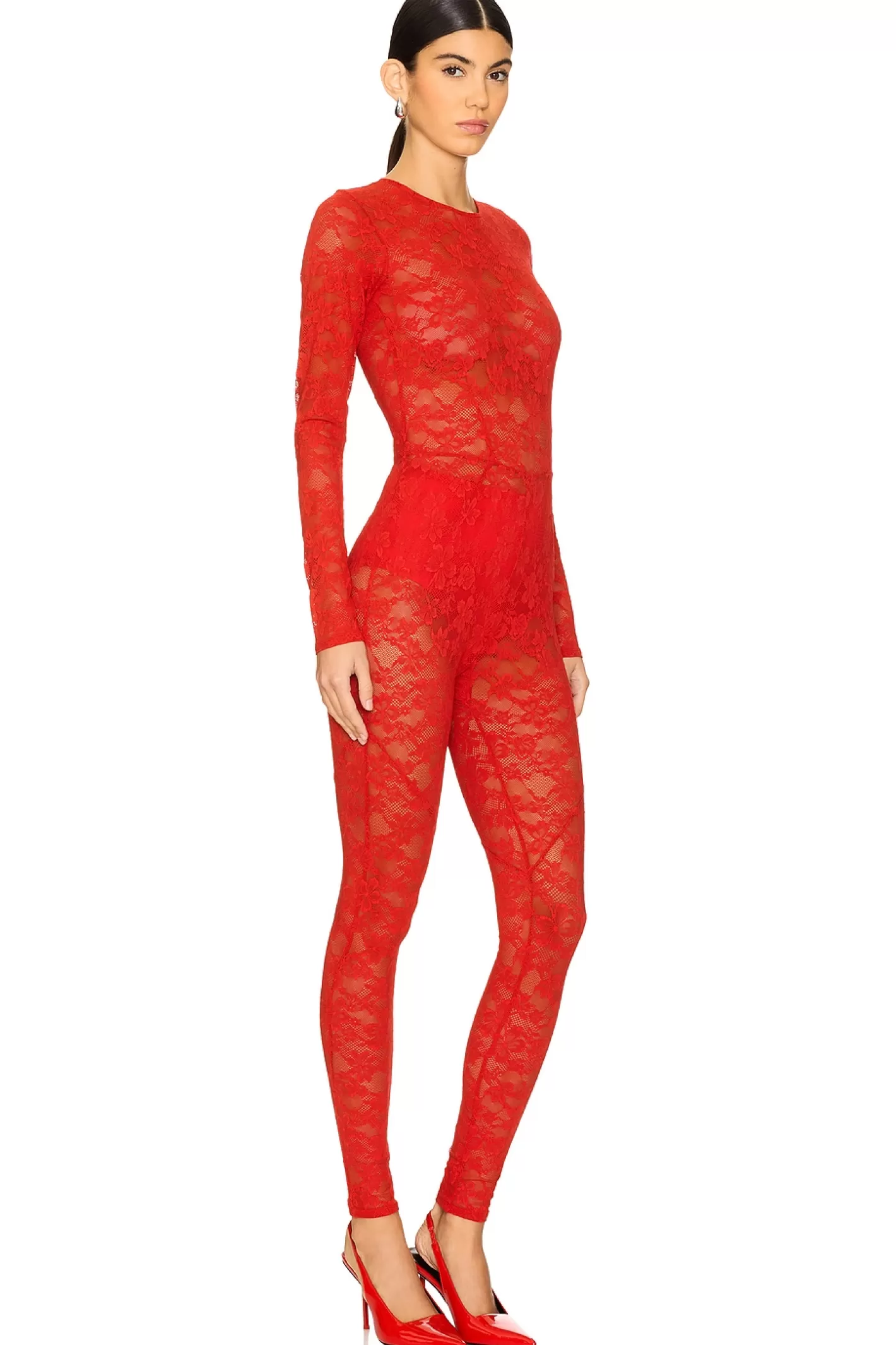 Le Stretch Lace Catsuit>fleur du mal New