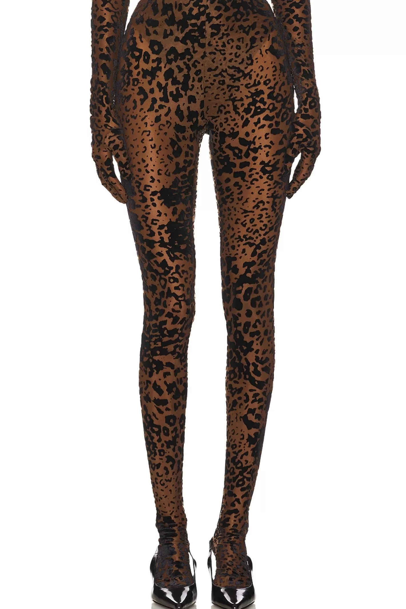 Leopard Burnout Mesh Stocking>Alex Perry Outlet