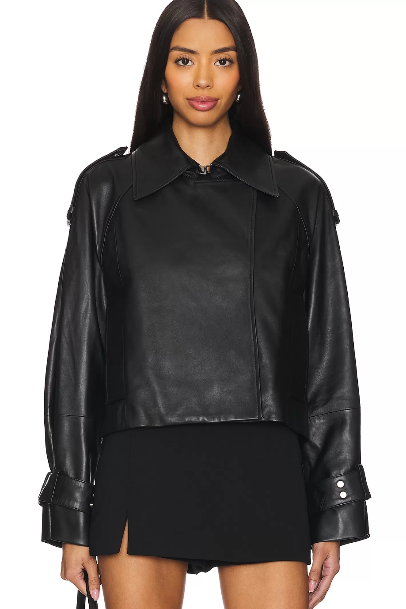 Lilith Ann Leather Cropped Jacket>Ivy Oak New