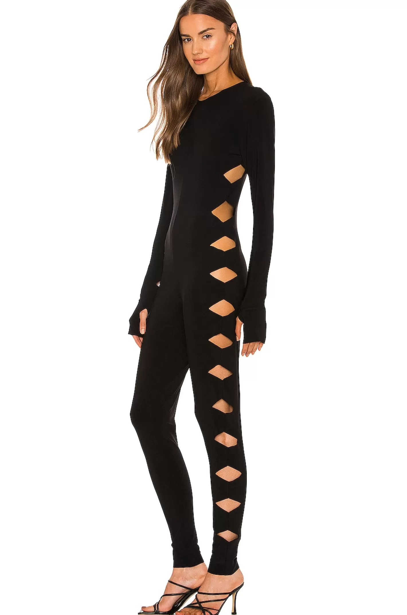 Long Sleeve Crew Neck Alligator Catsuit>Norma Kamali Discount