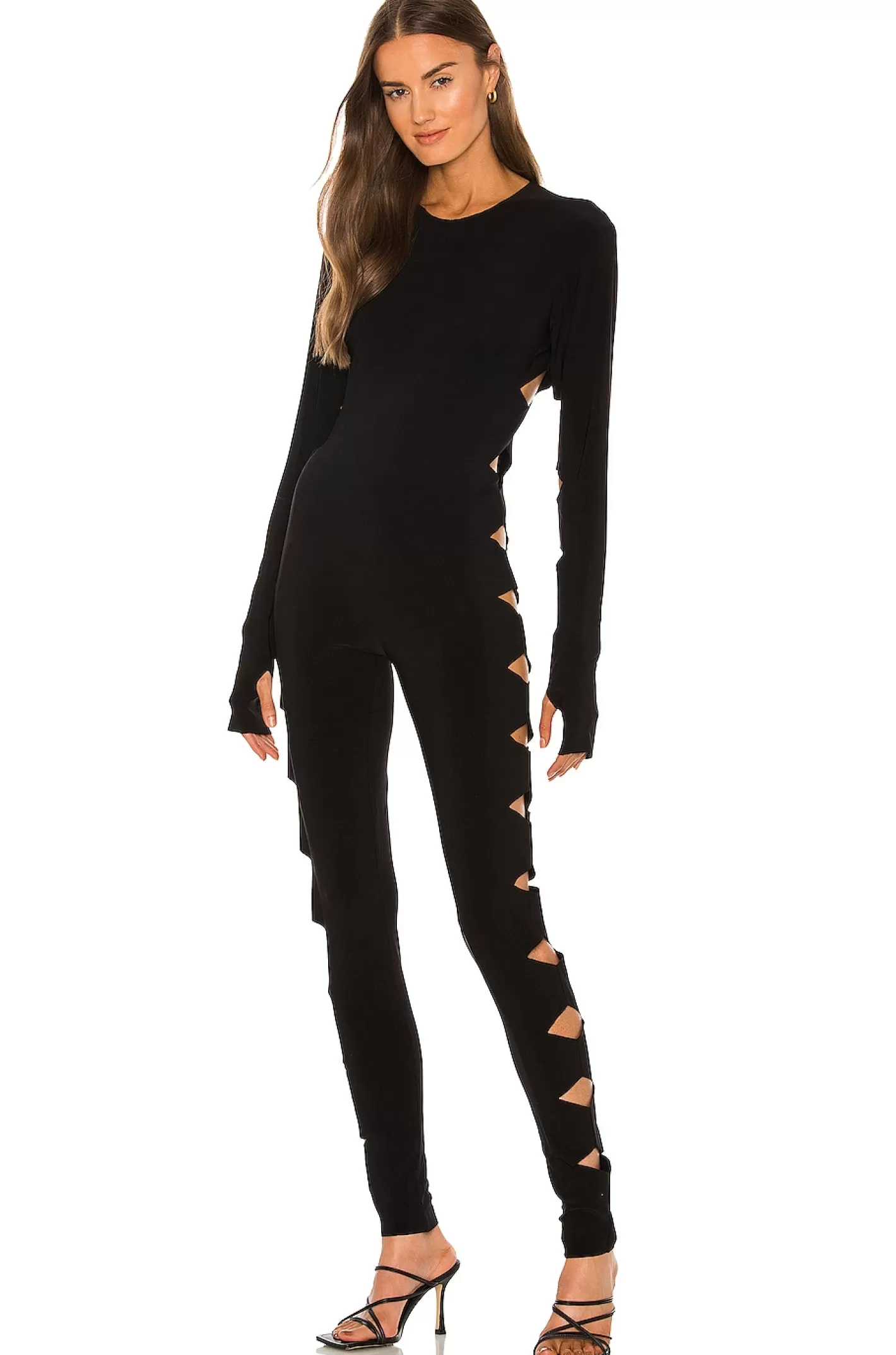 Long Sleeve Crew Neck Alligator Catsuit>Norma Kamali Discount