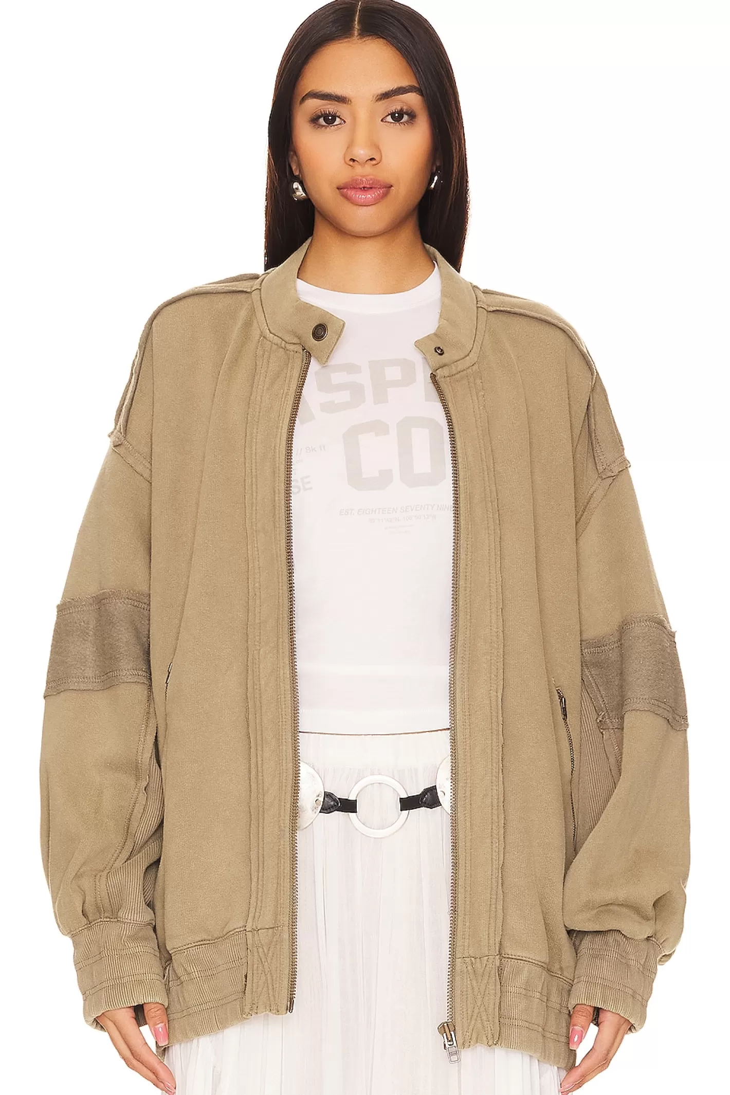 Lou Moto Zip In Olive Stone>Free People Discount