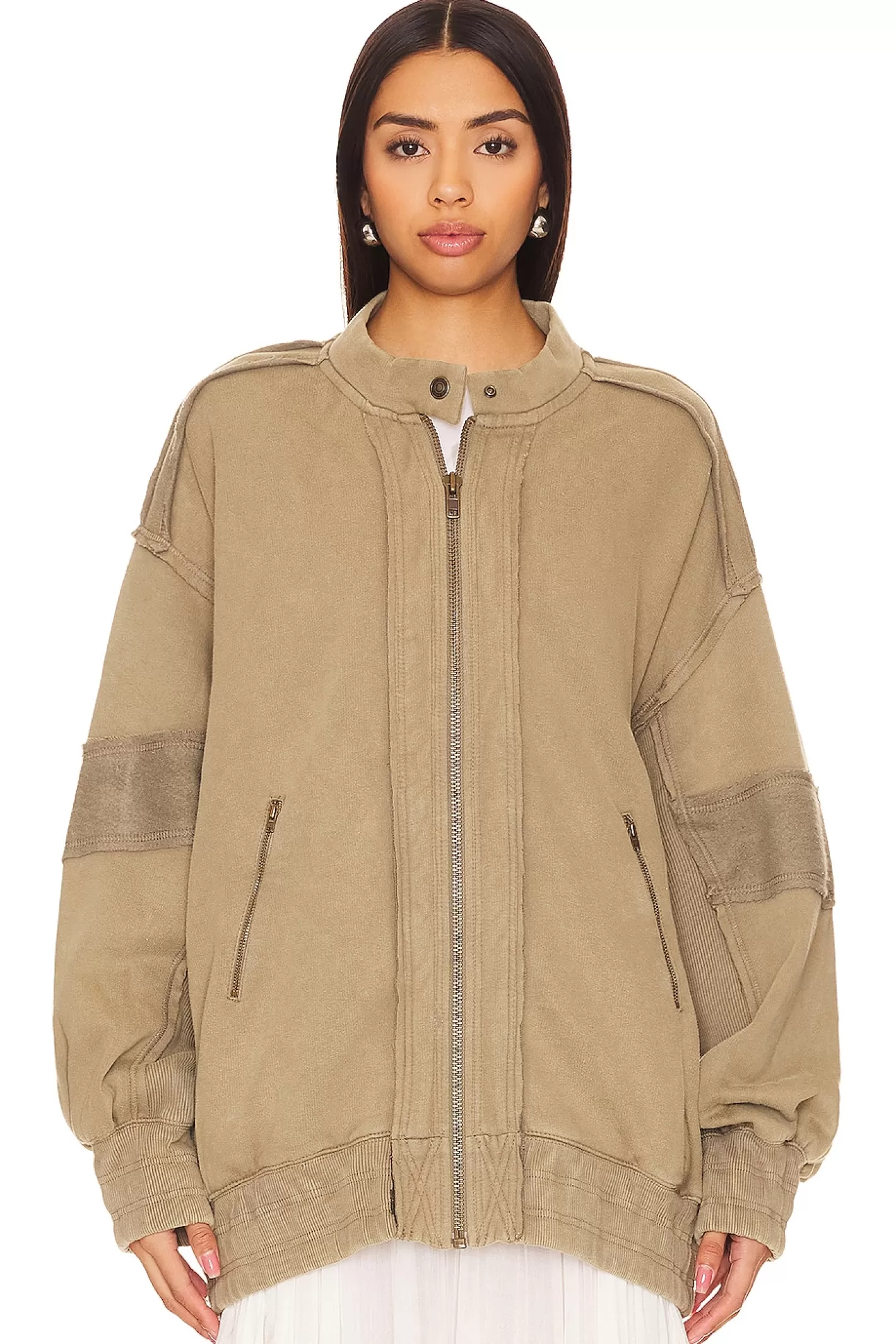 Lou Moto Zip In Olive Stone>Free People Discount