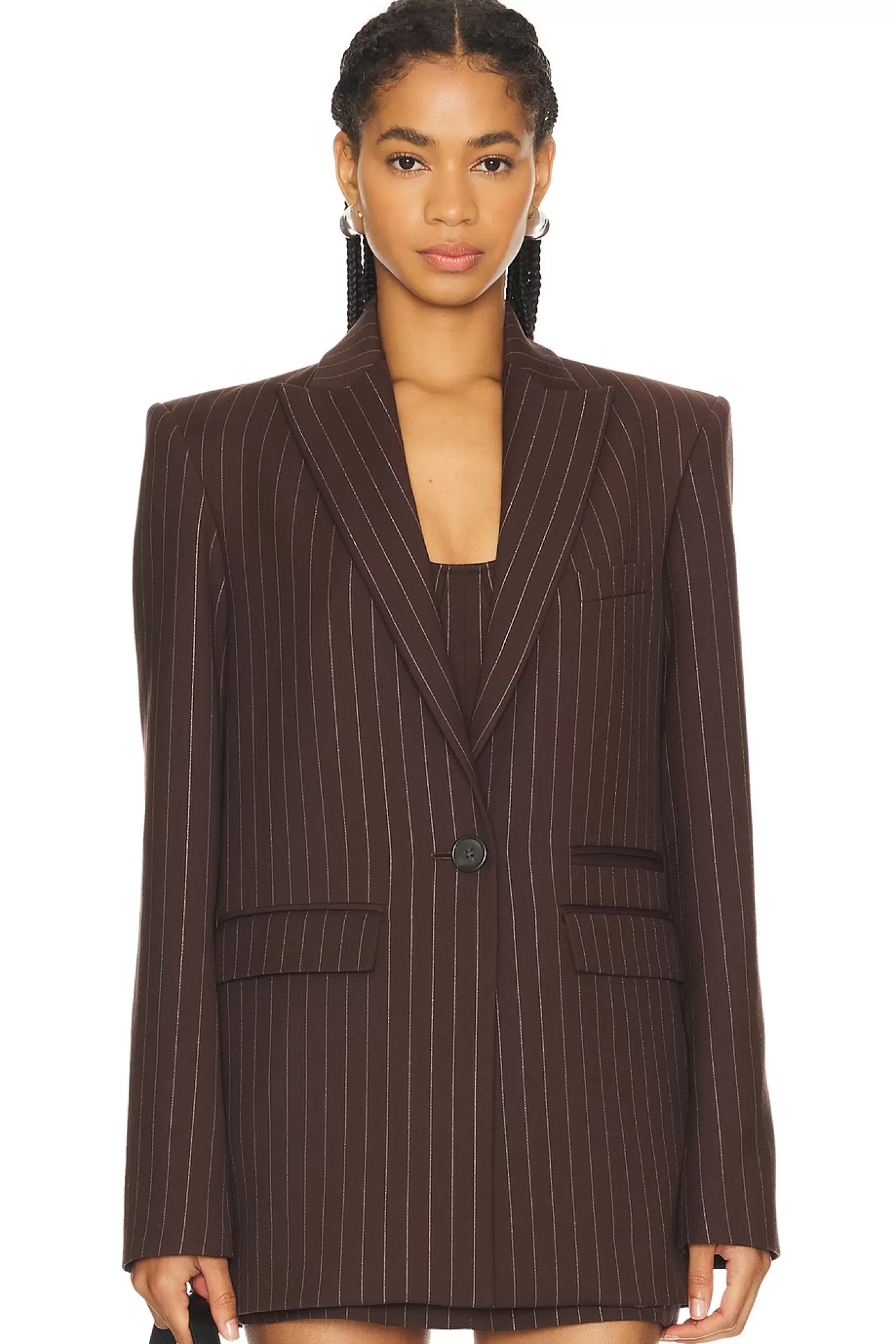 Lurex Pinstripe Single Breasted Oversize Blazer>Alex Perry Shop