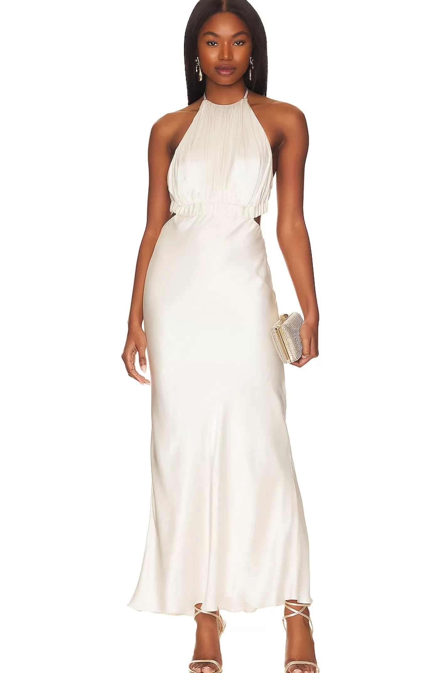 Milo Ruched Open Back Halter Maxi Dress>Shona Joy Fashion