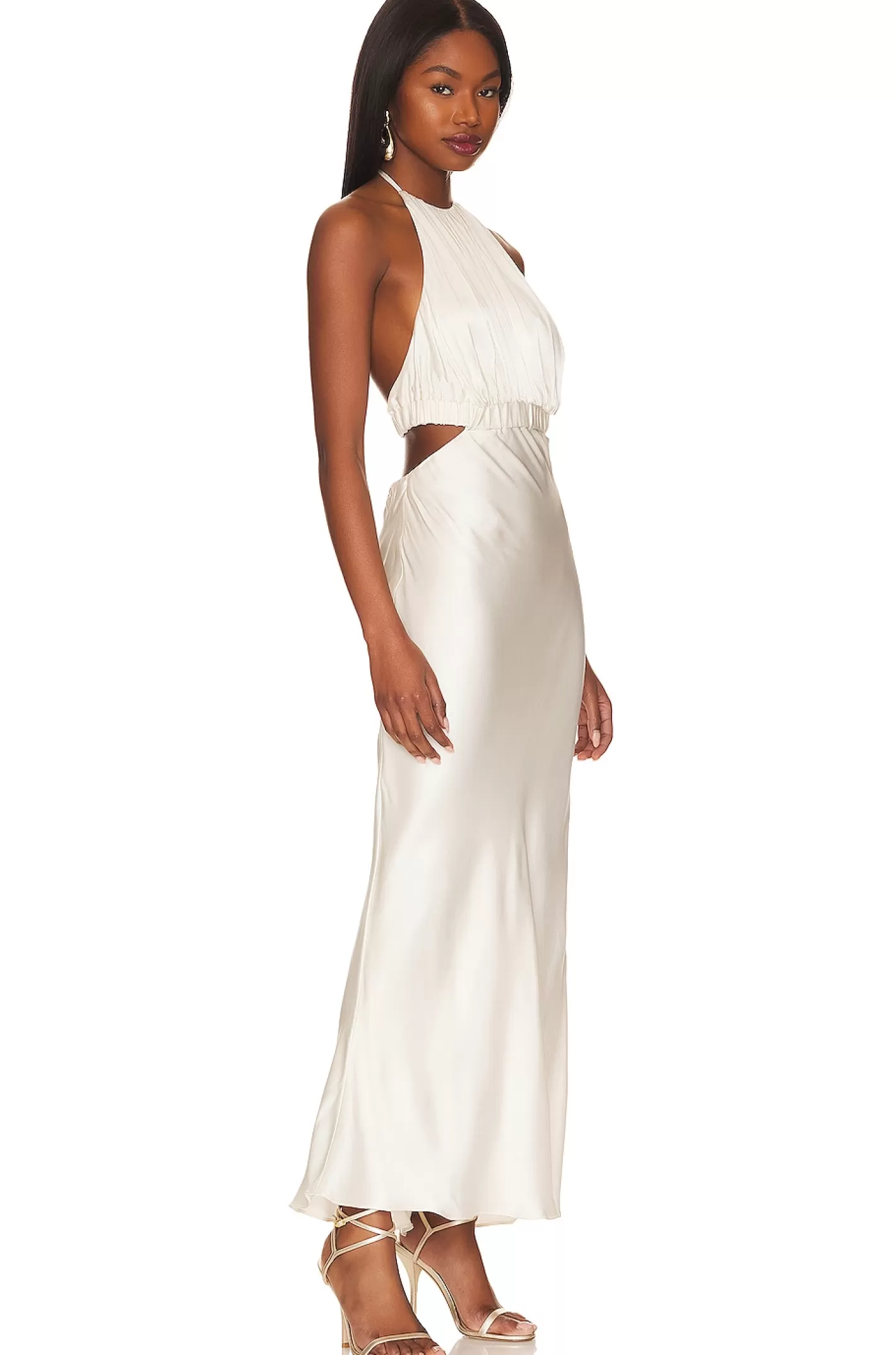 Milo Ruched Open Back Halter Maxi Dress>Shona Joy Fashion