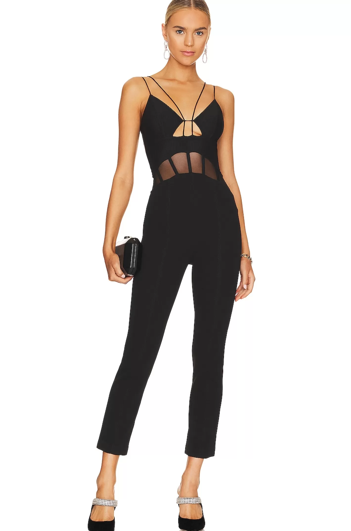 Myrine Mesh & Bonded Crepe Jumpsuit>MISHA Outlet