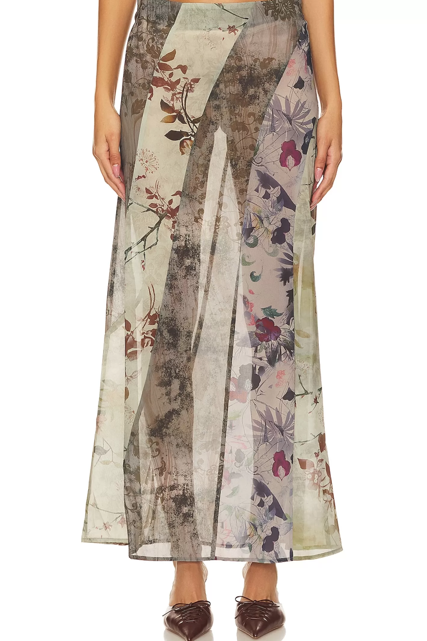 Panelled Print Maxi Skirt>Jaded London Online