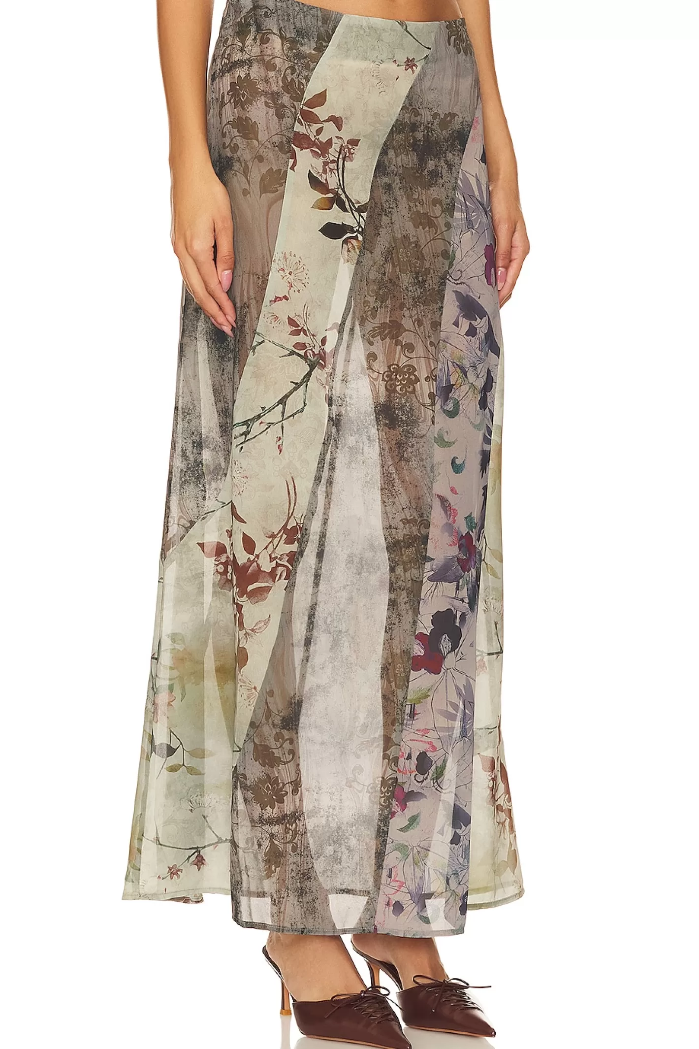 Panelled Print Maxi Skirt>Jaded London Online