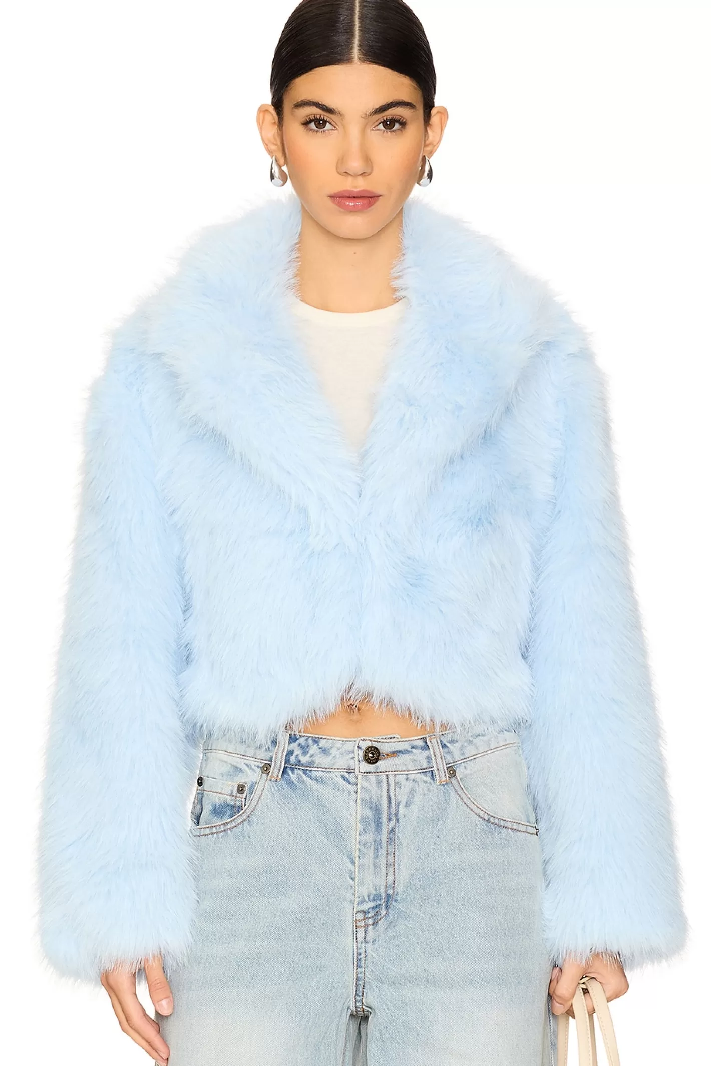 Paris Cropped Faux Fur Jacket In Ice Water>Free People Shop