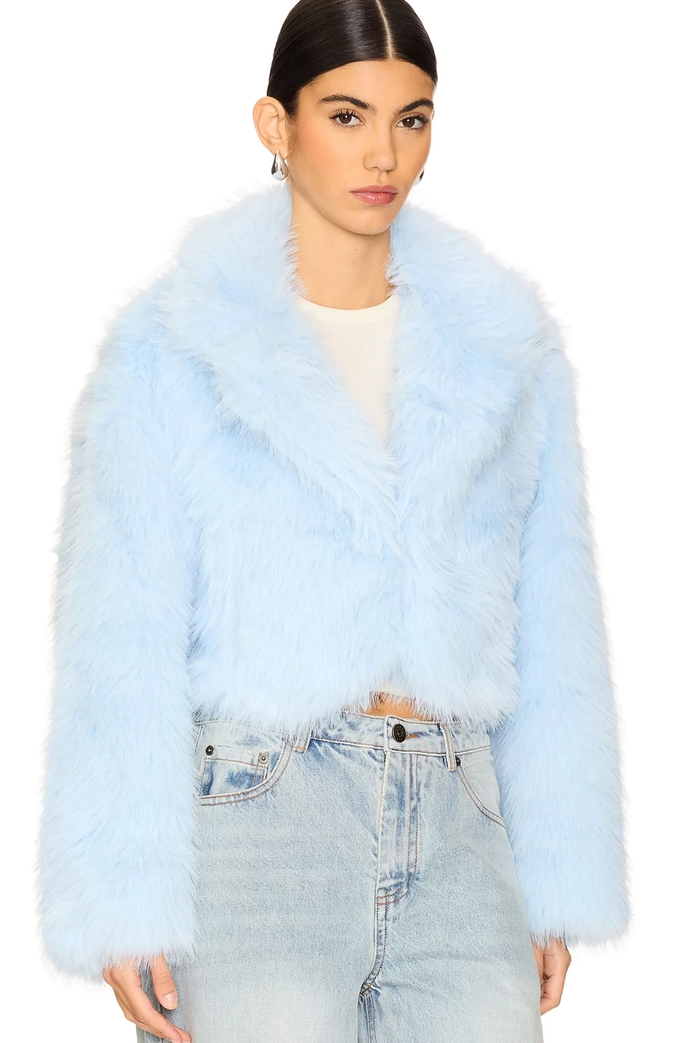 Paris Cropped Faux Fur Jacket In Ice Water>Free People Shop