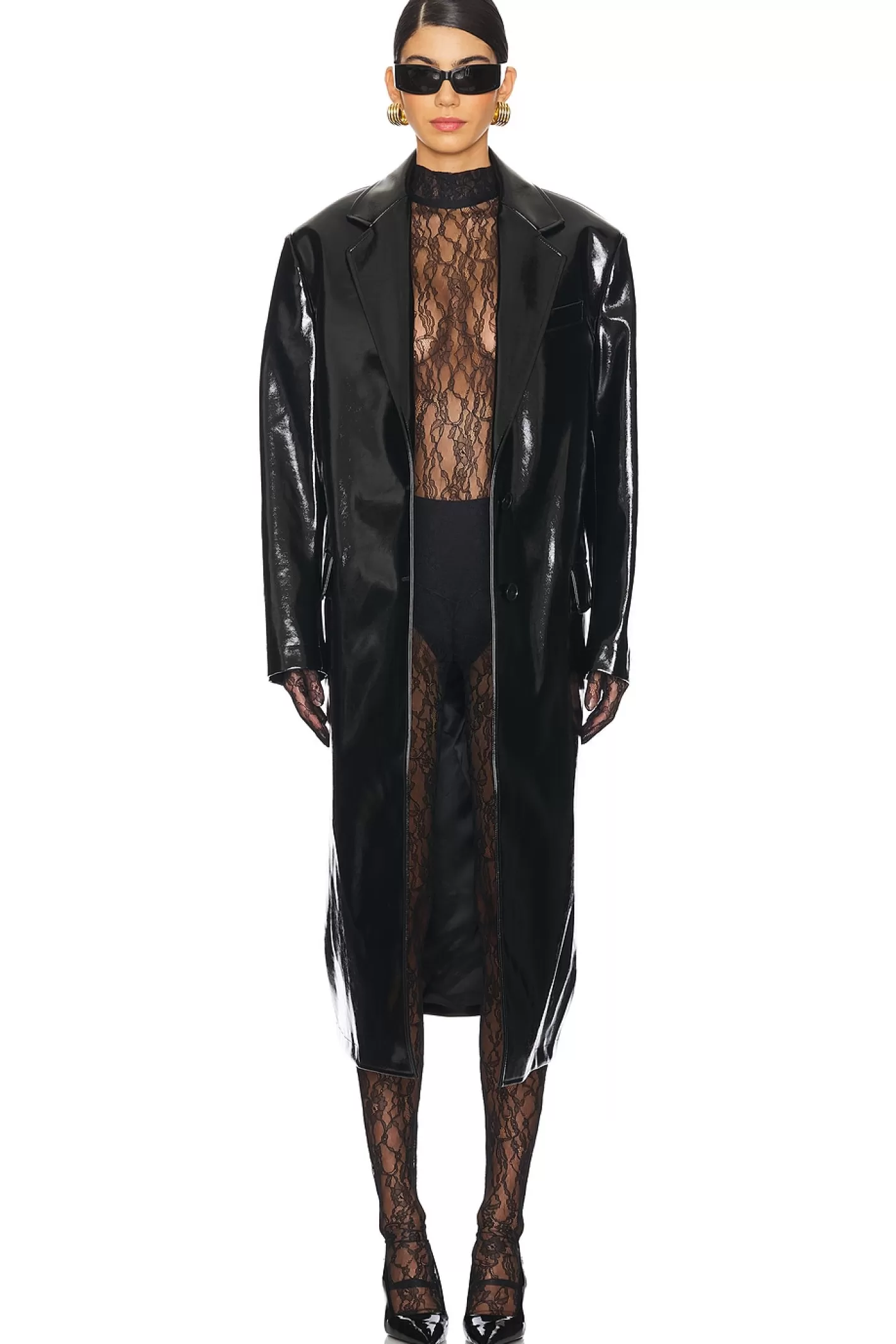 Patent Faux Leather Coat>MSGM New