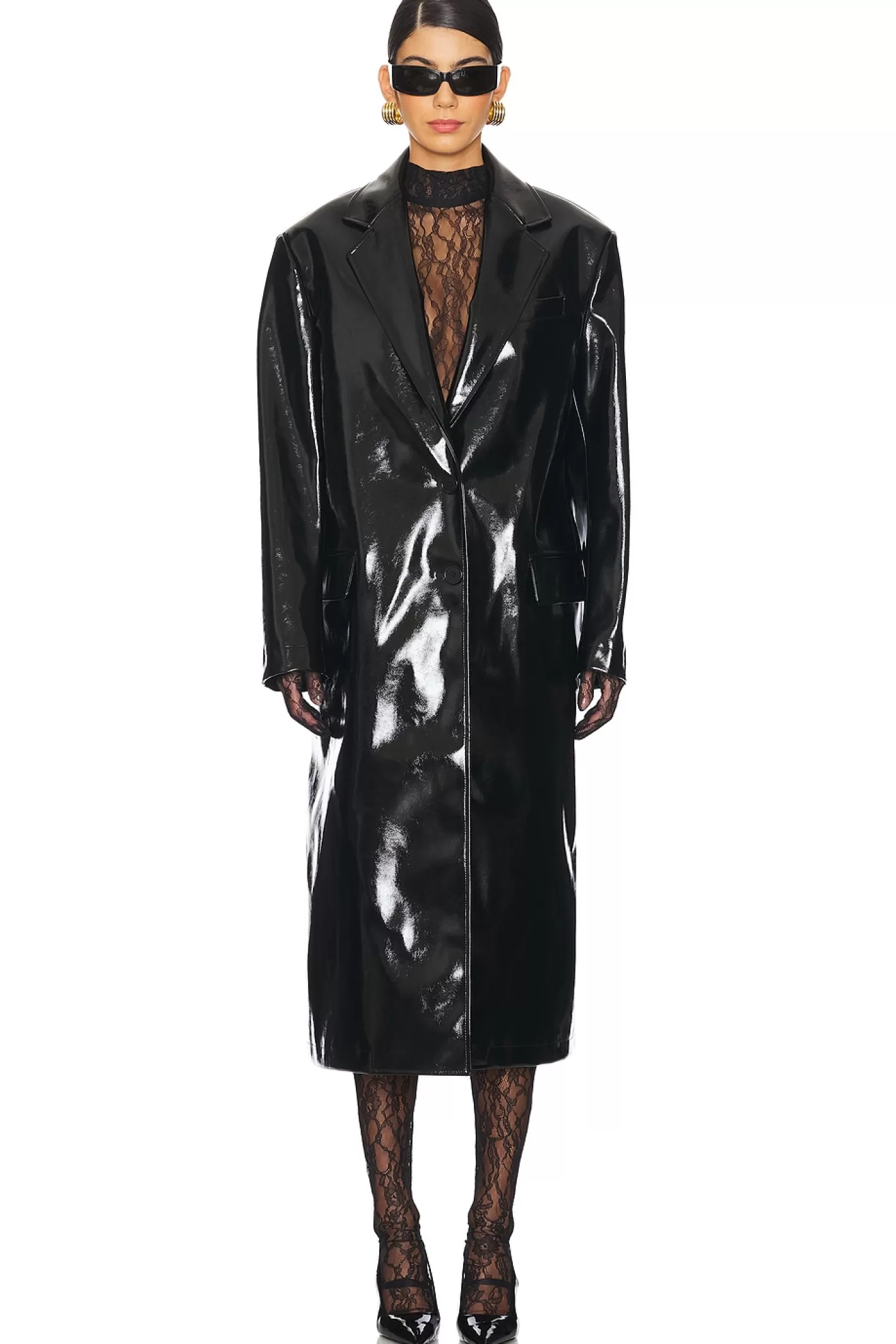 Patent Faux Leather Coat>MSGM New