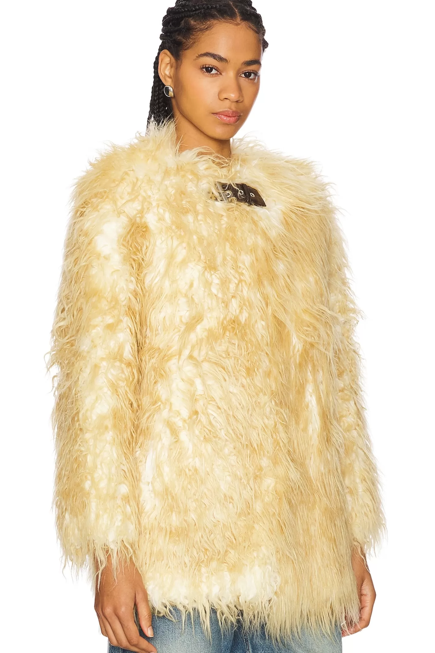 Petra Faux Mongolian Fur Short Coat>Apparis Cheap