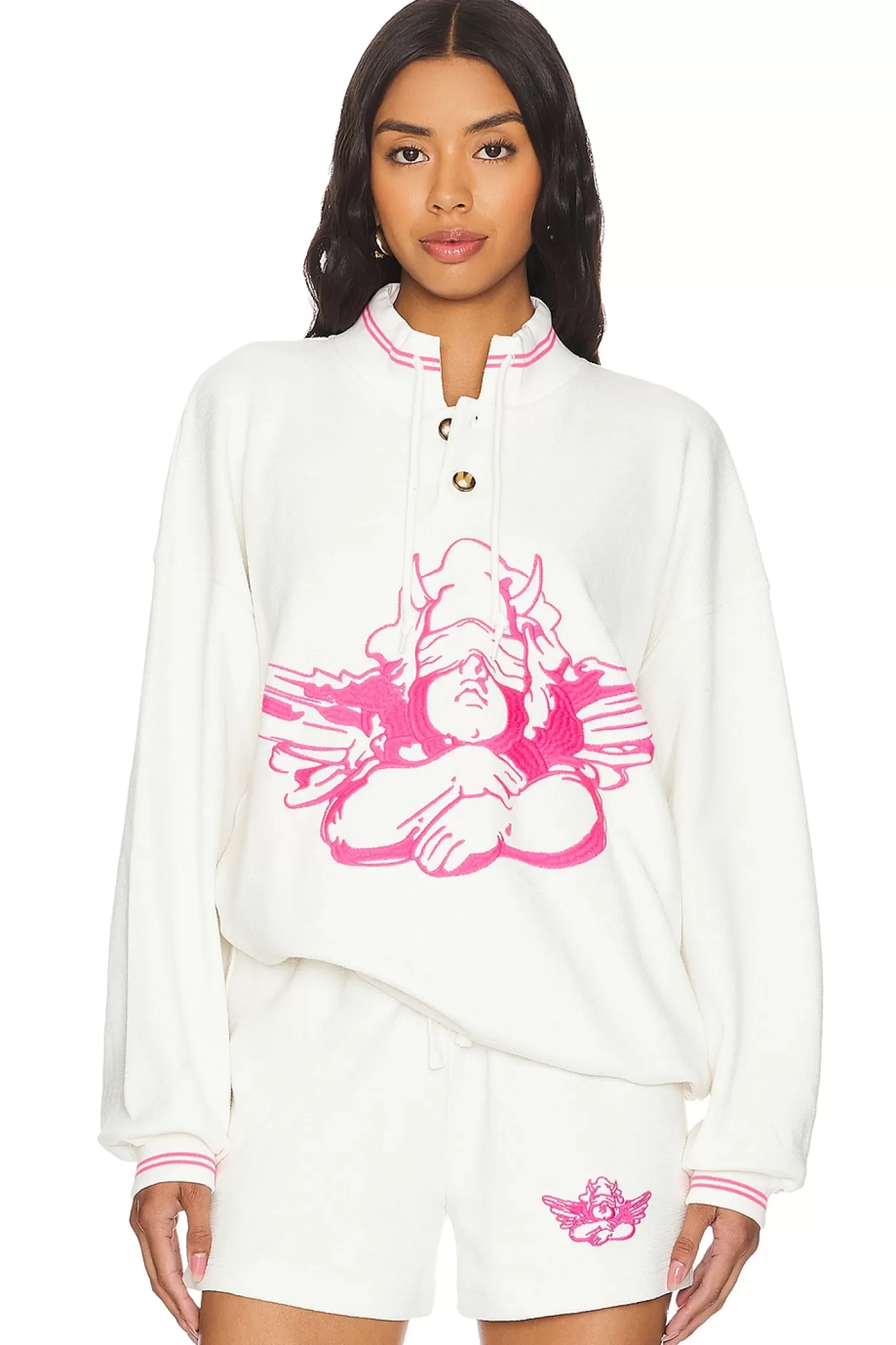 Pink Cherub University Henley Crewneck>Boys Lie Online