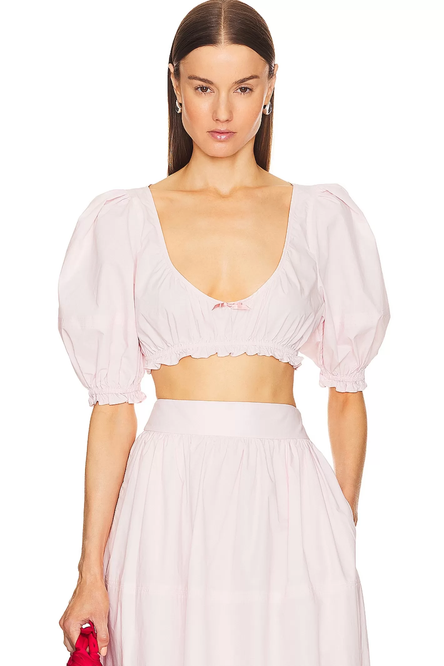 Poplin Cropped Peasant Top>Helsa Hot