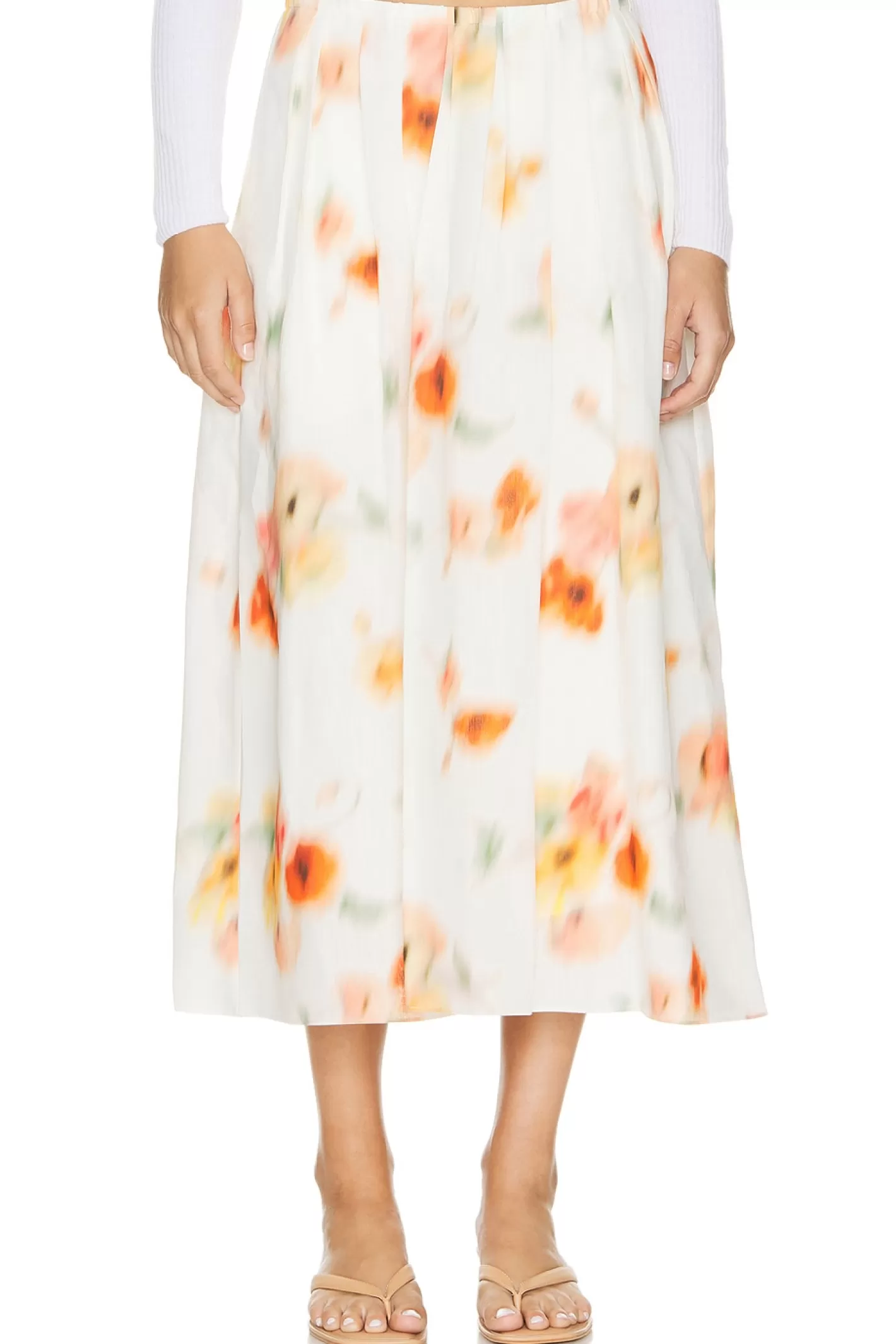 Poppy Blur Gathered Easy Skirt>Vince Outlet