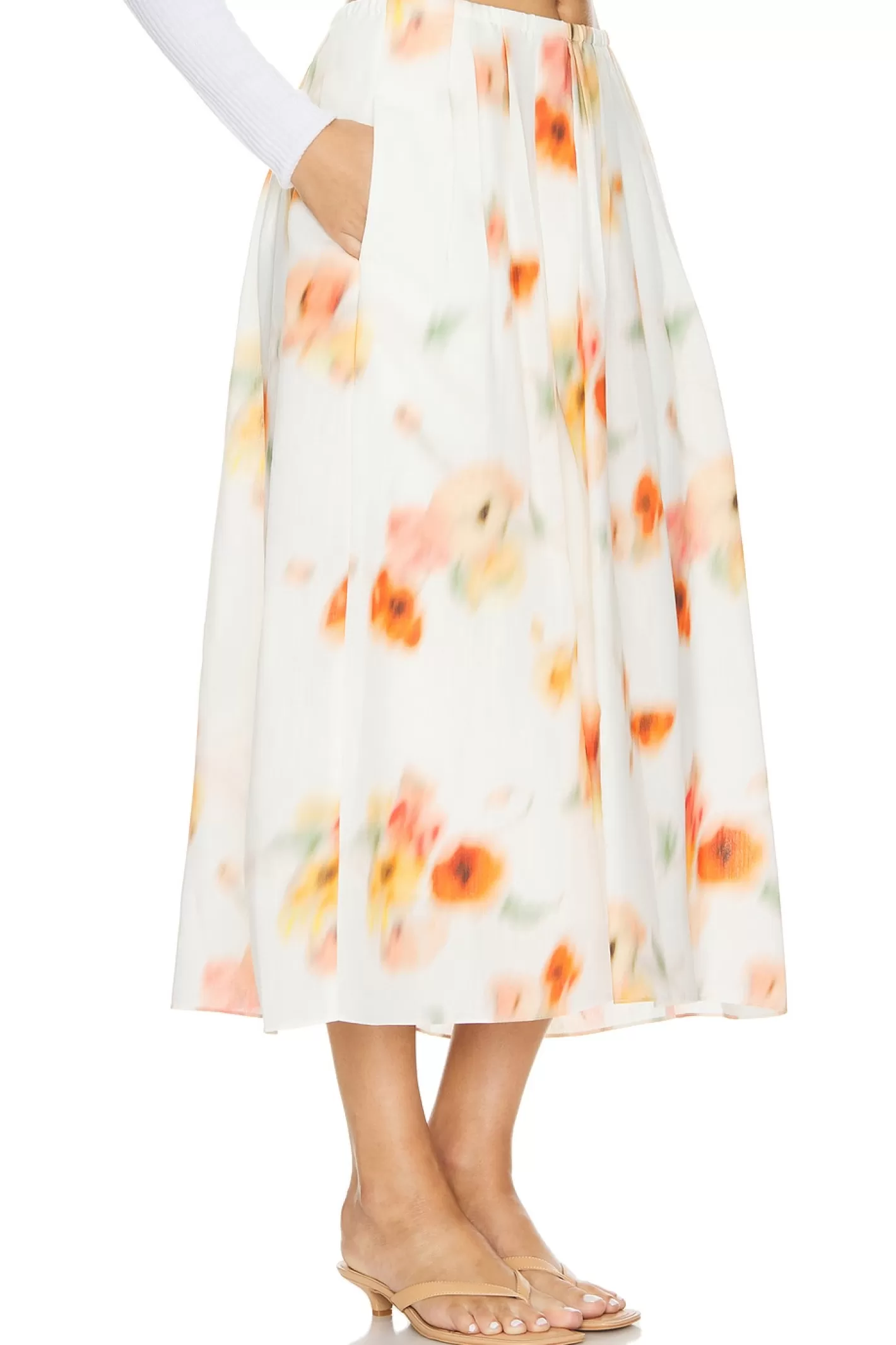 Poppy Blur Gathered Easy Skirt>Vince Outlet