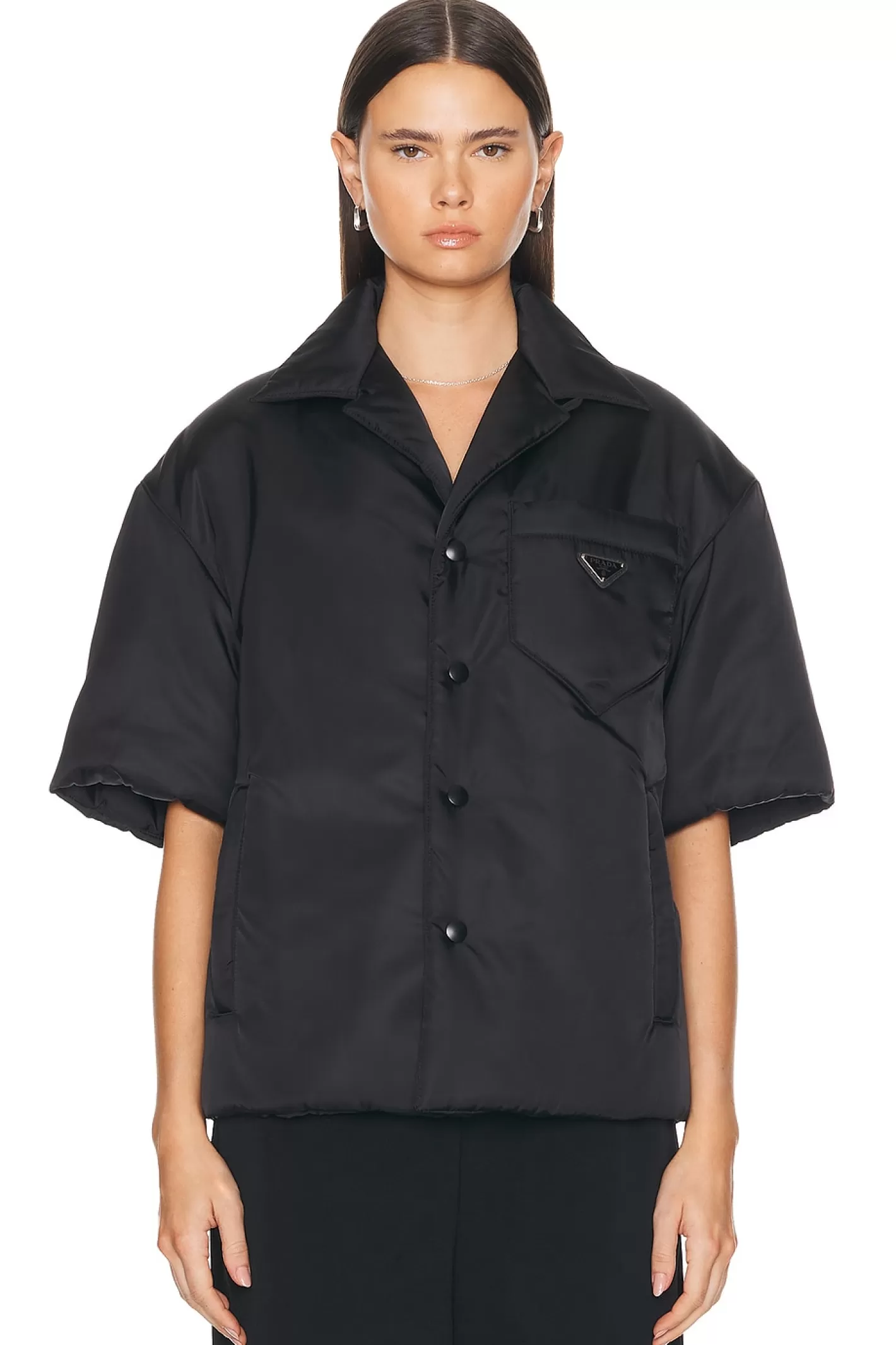 Prada Nylon Short Sleeve Padded Jacket>FWRD Renew Sale