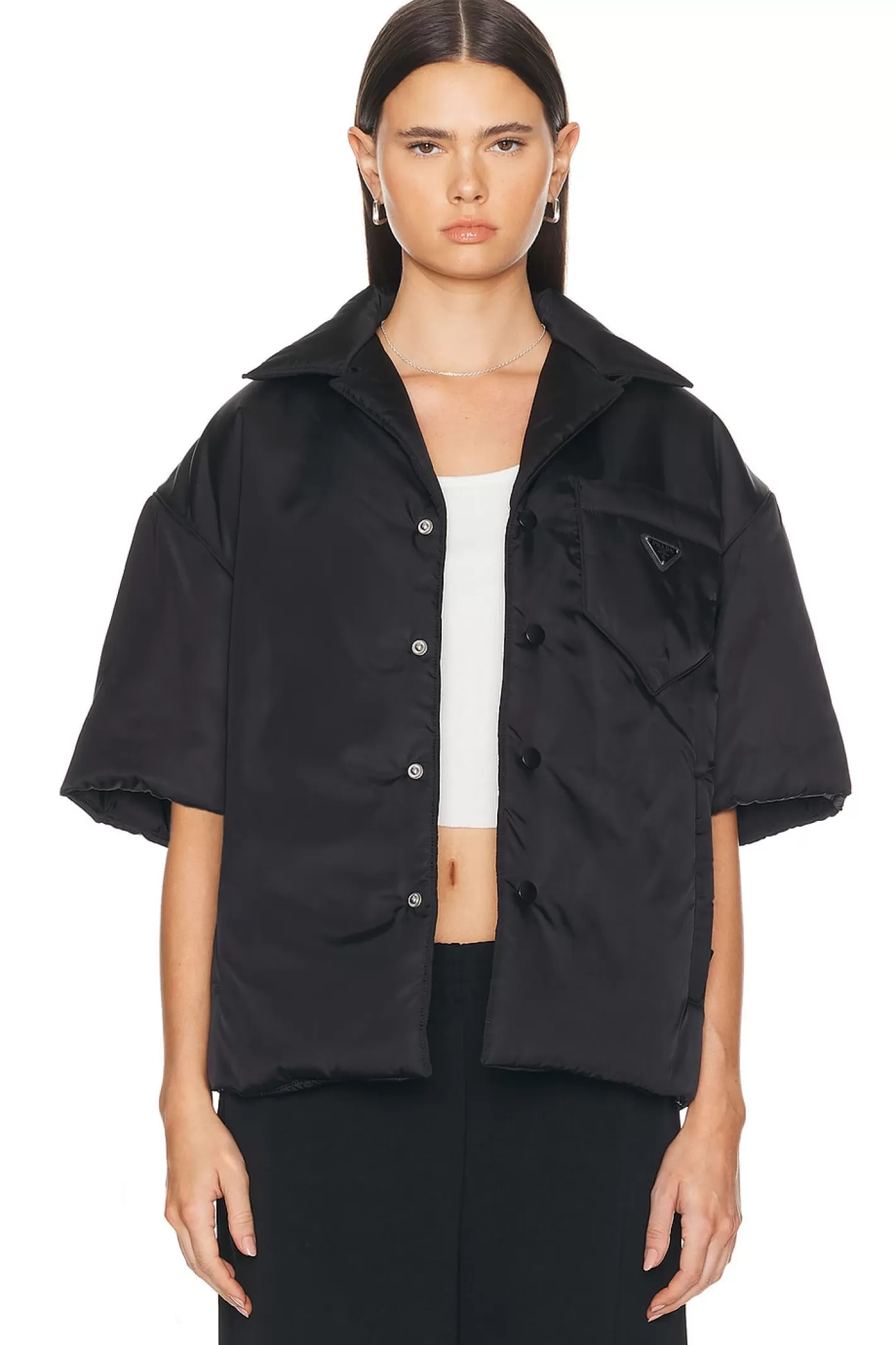 Prada Nylon Short Sleeve Padded Jacket>FWRD Renew Sale