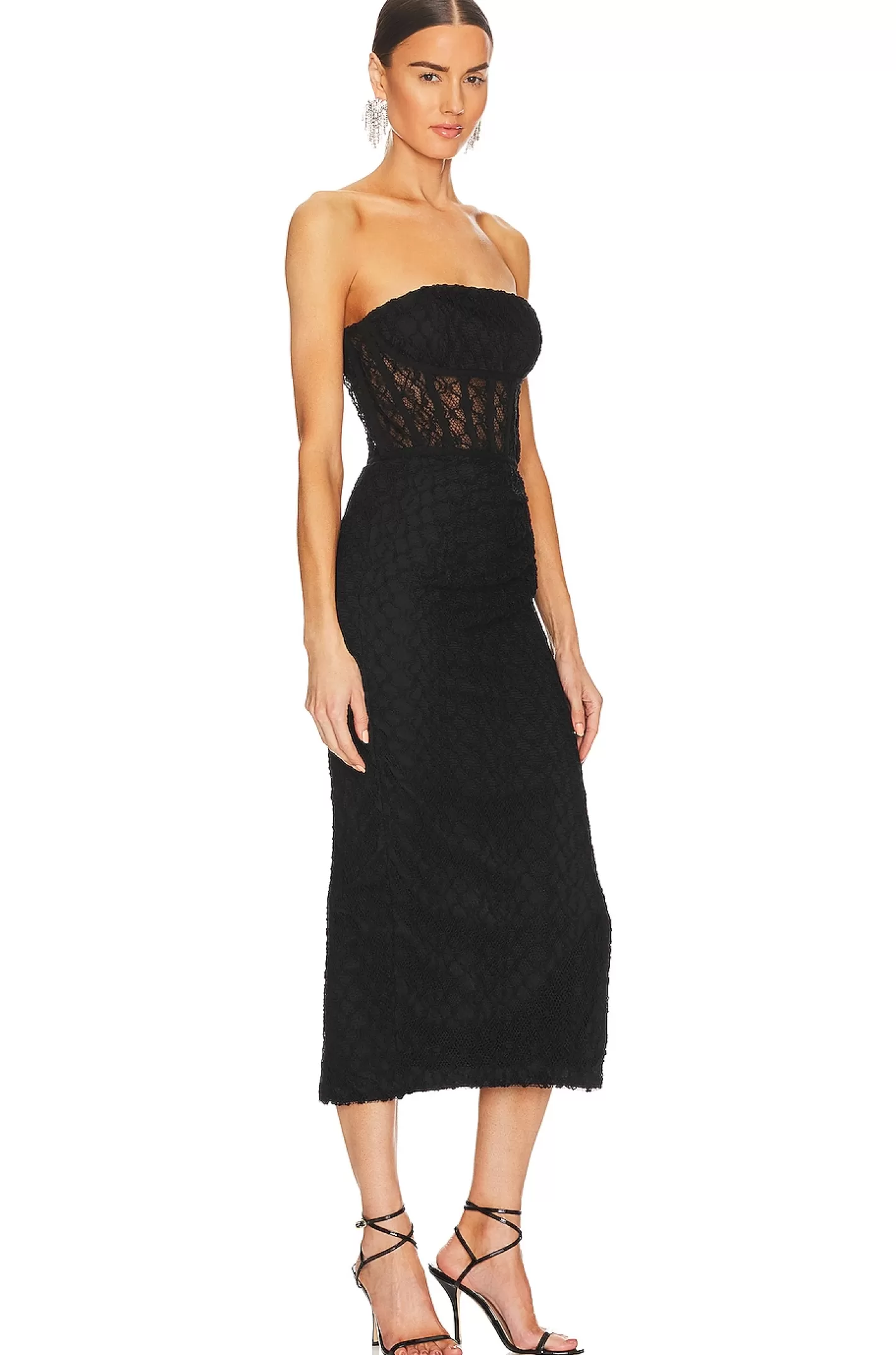 Raina Strapless Corset Lace Midi Dress>NICHOLAS Cheap