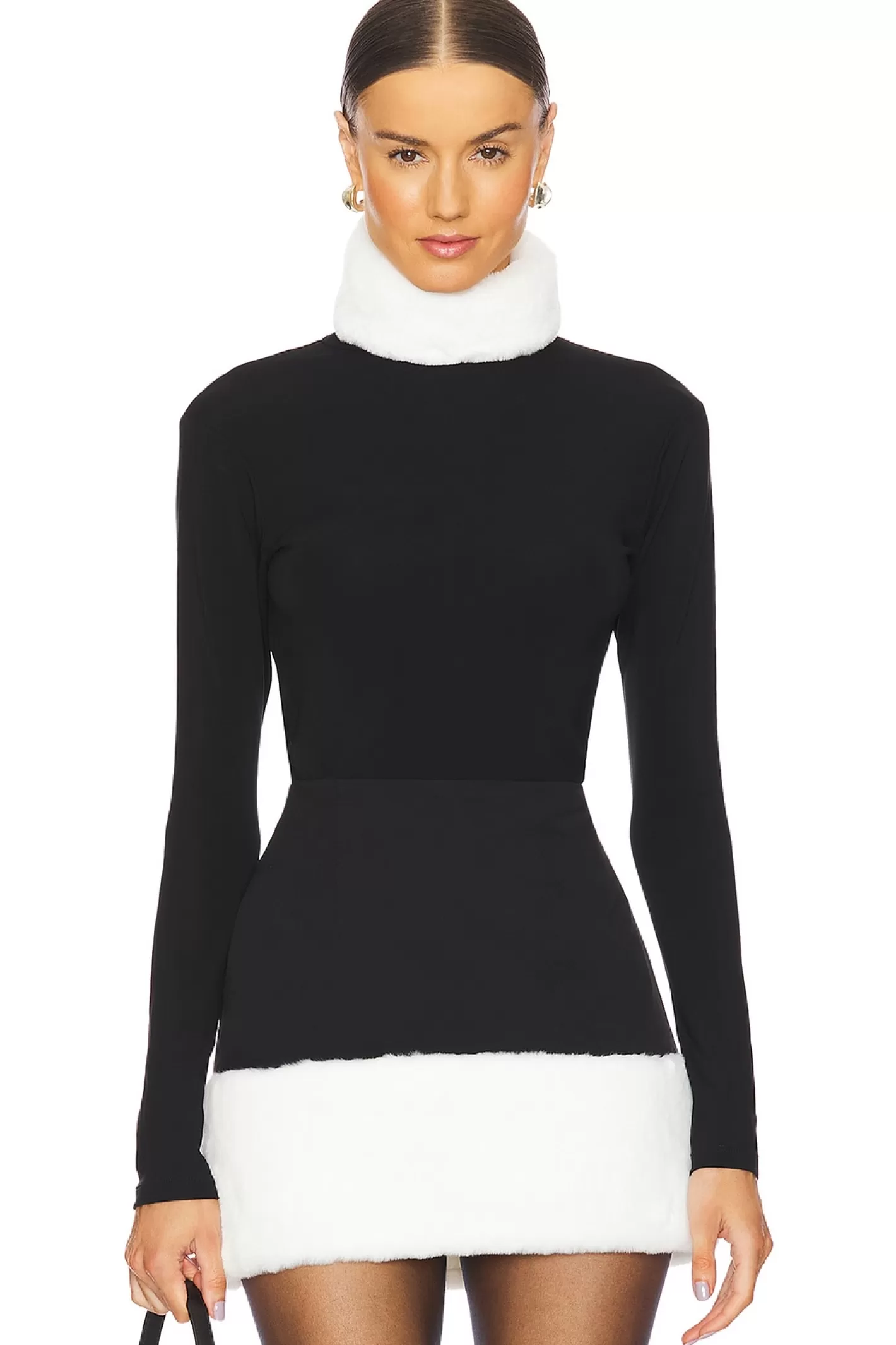 Roll Neck Top With Faux Fur Trim>MISCREANTS Shop