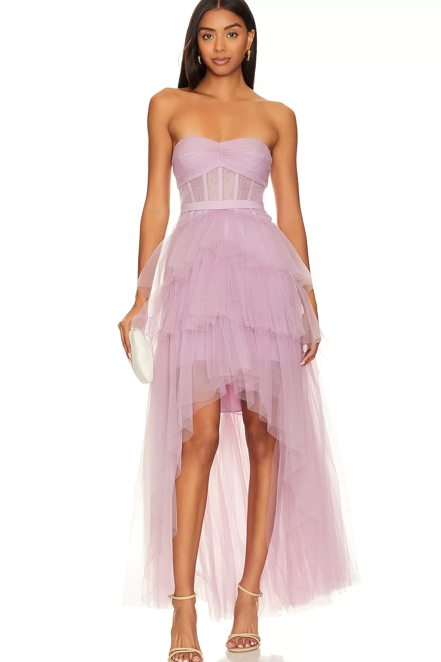 Ruffled High Low Gown>BCBGMAXAZRIA Best