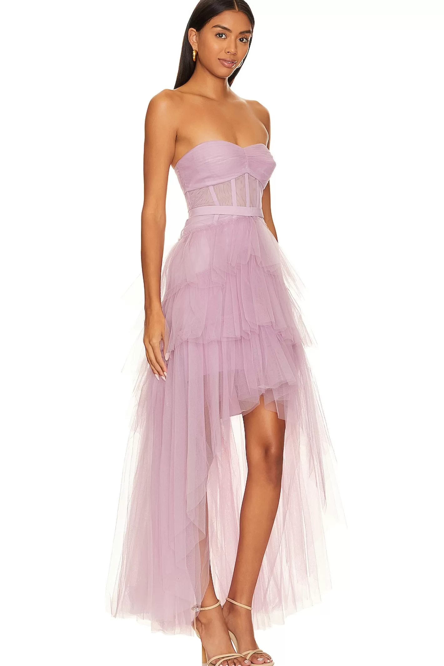 Ruffled High Low Gown>BCBGMAXAZRIA Best