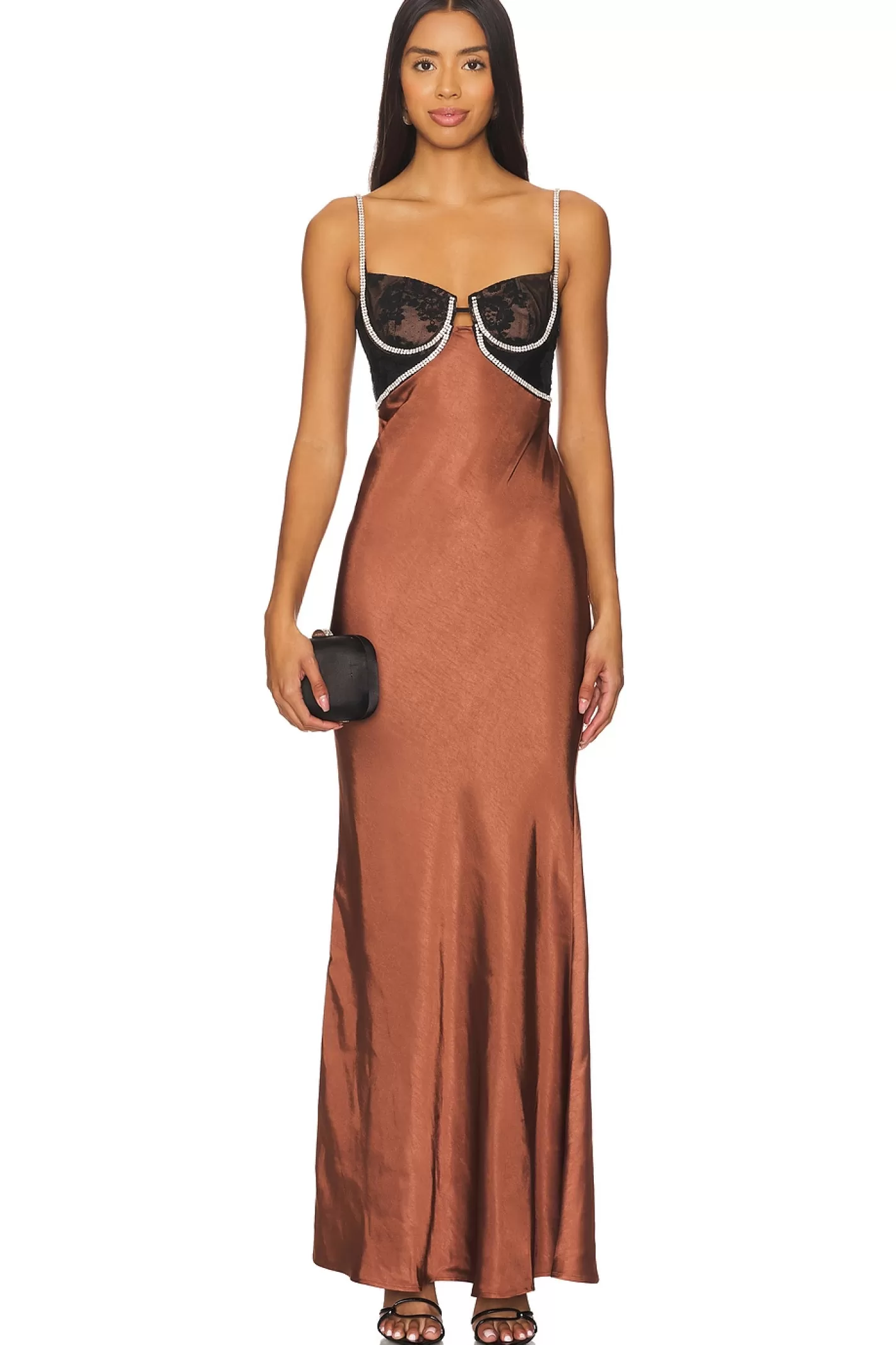 Satin Diamante Maxi Dress>self-portrait Sale