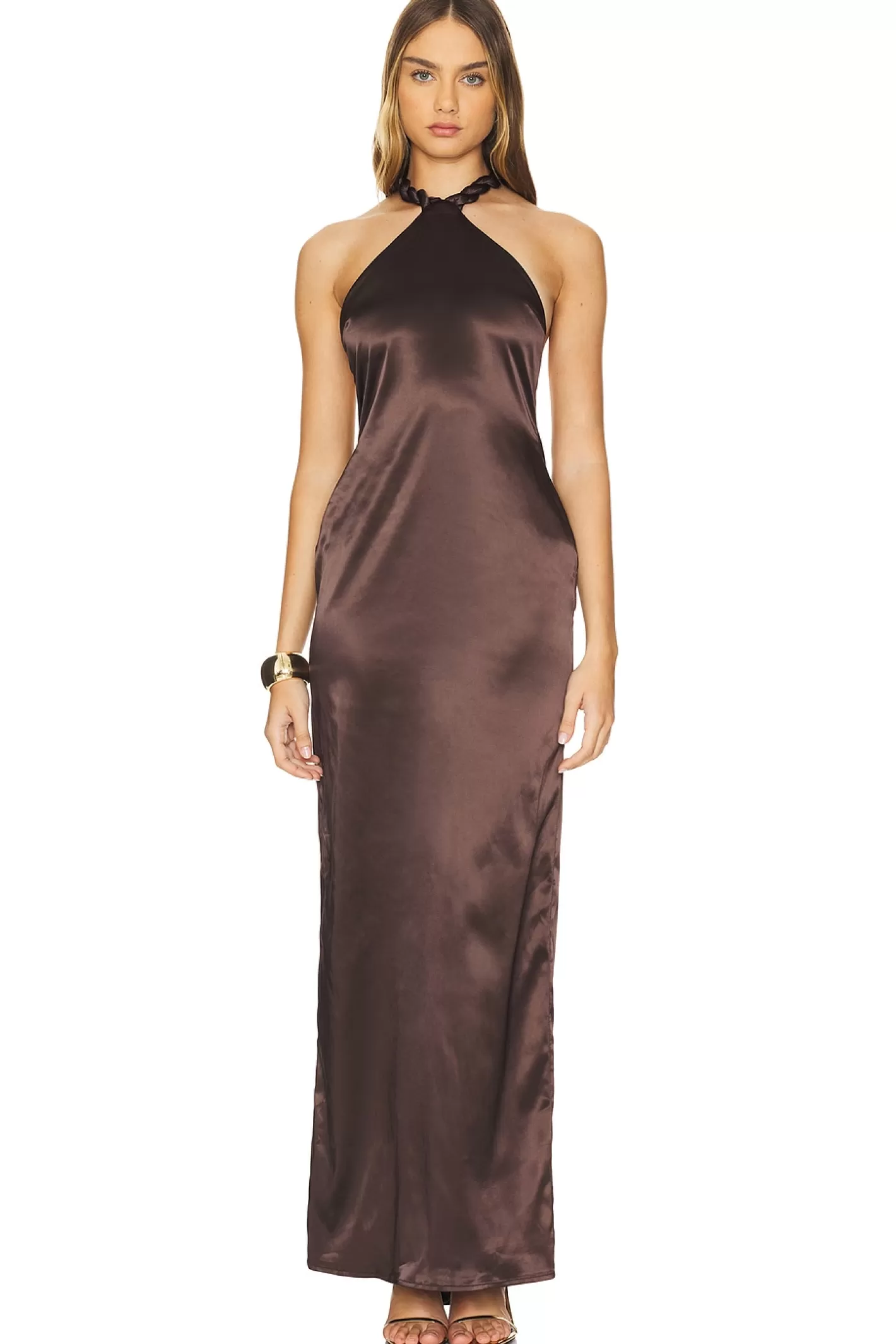 Satin Halter Maxi Dress>Khanums Cheap