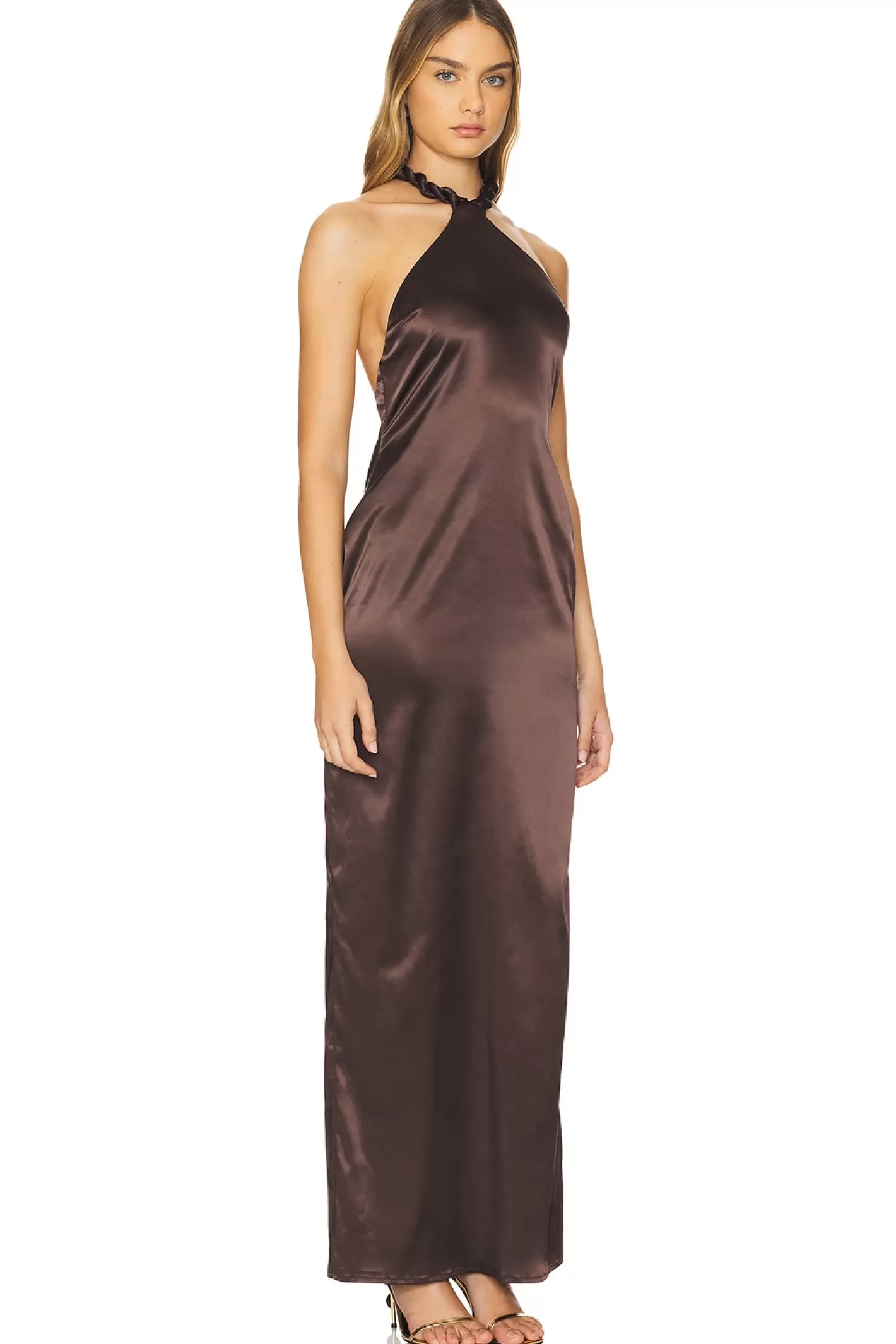 Satin Halter Maxi Dress>Khanums Cheap