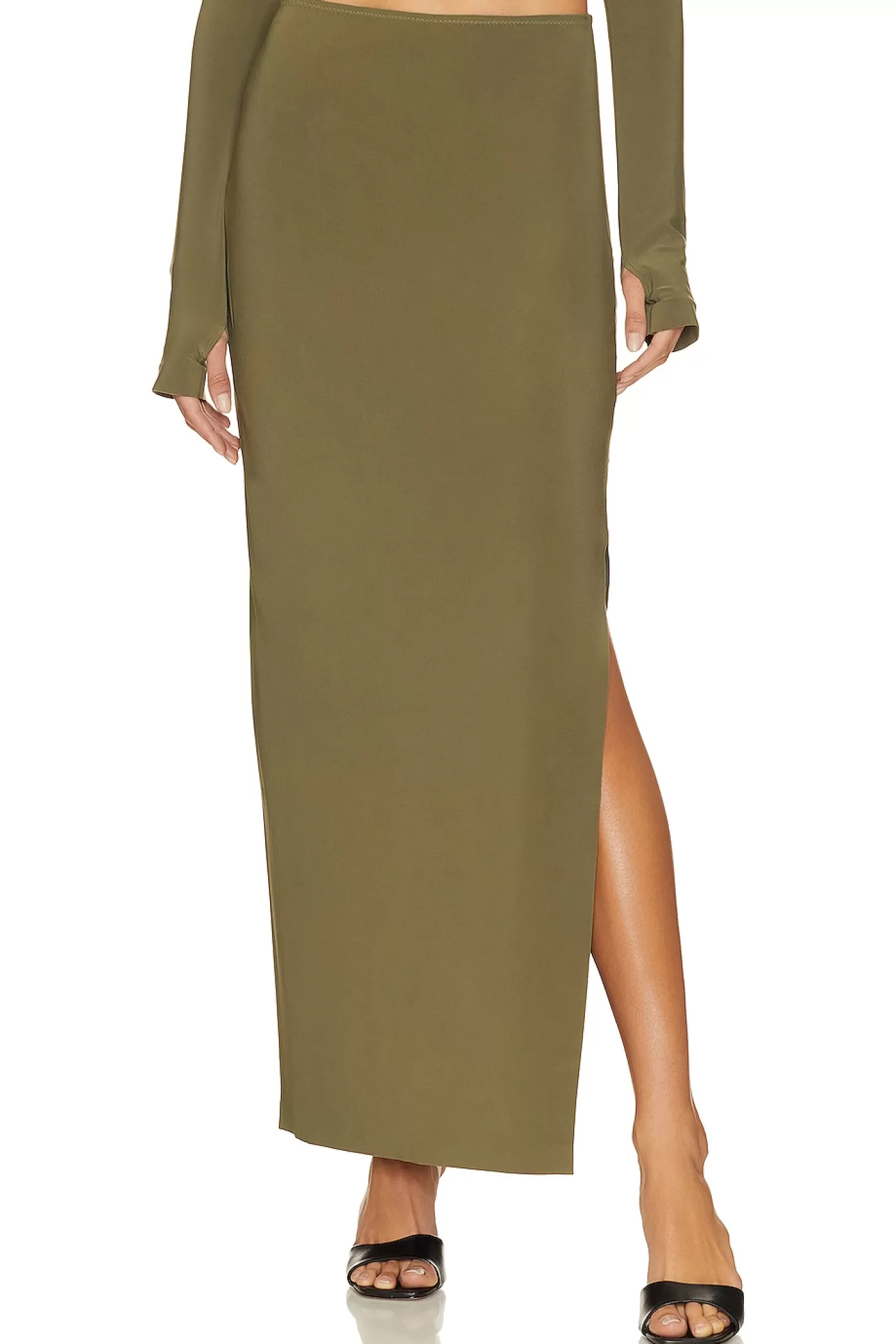 Side Slit Long Skirt>Norma Kamali Best Sale