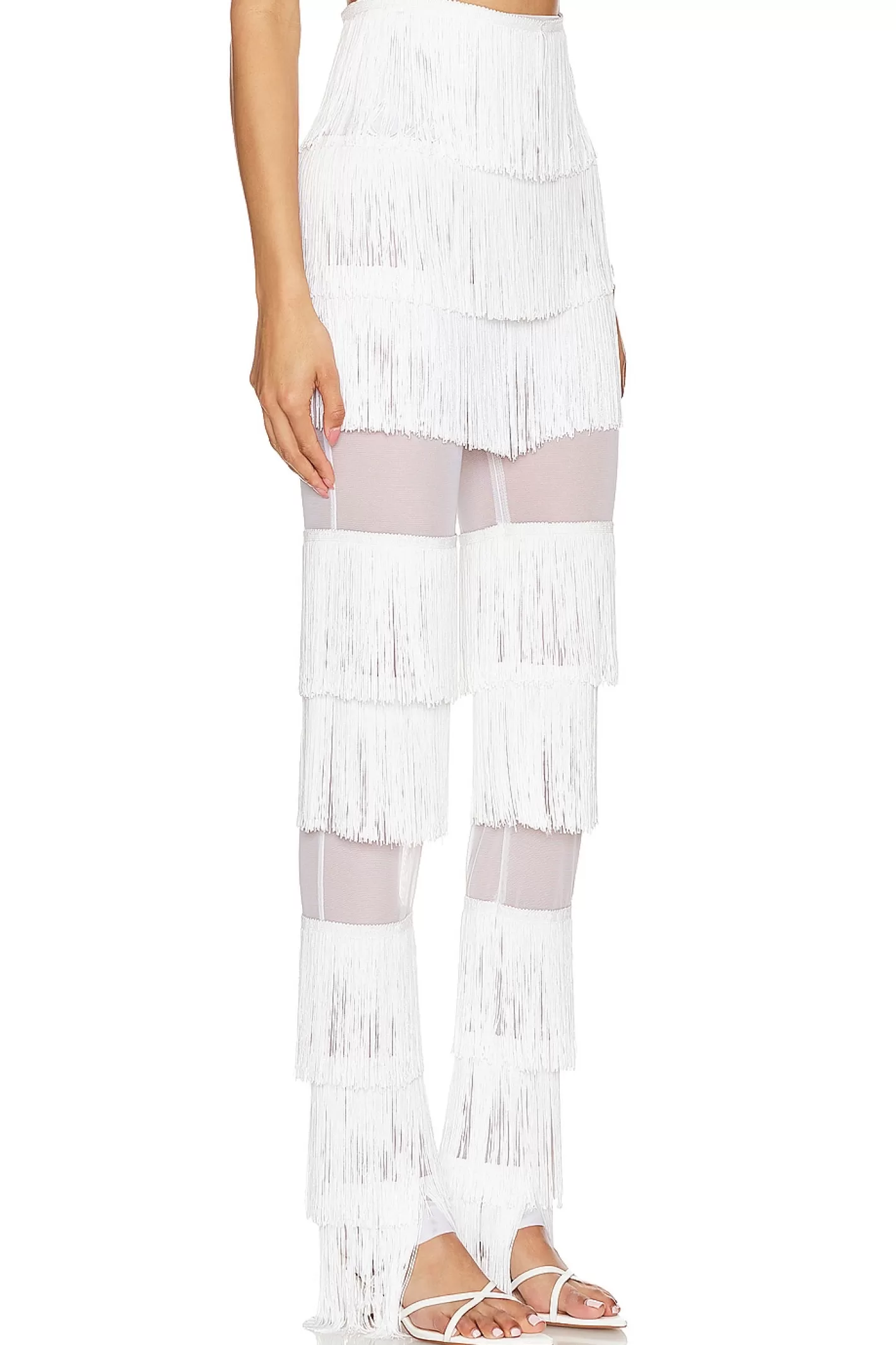 Spliced Boot Pant With Fringe>Norma Kamali Shop