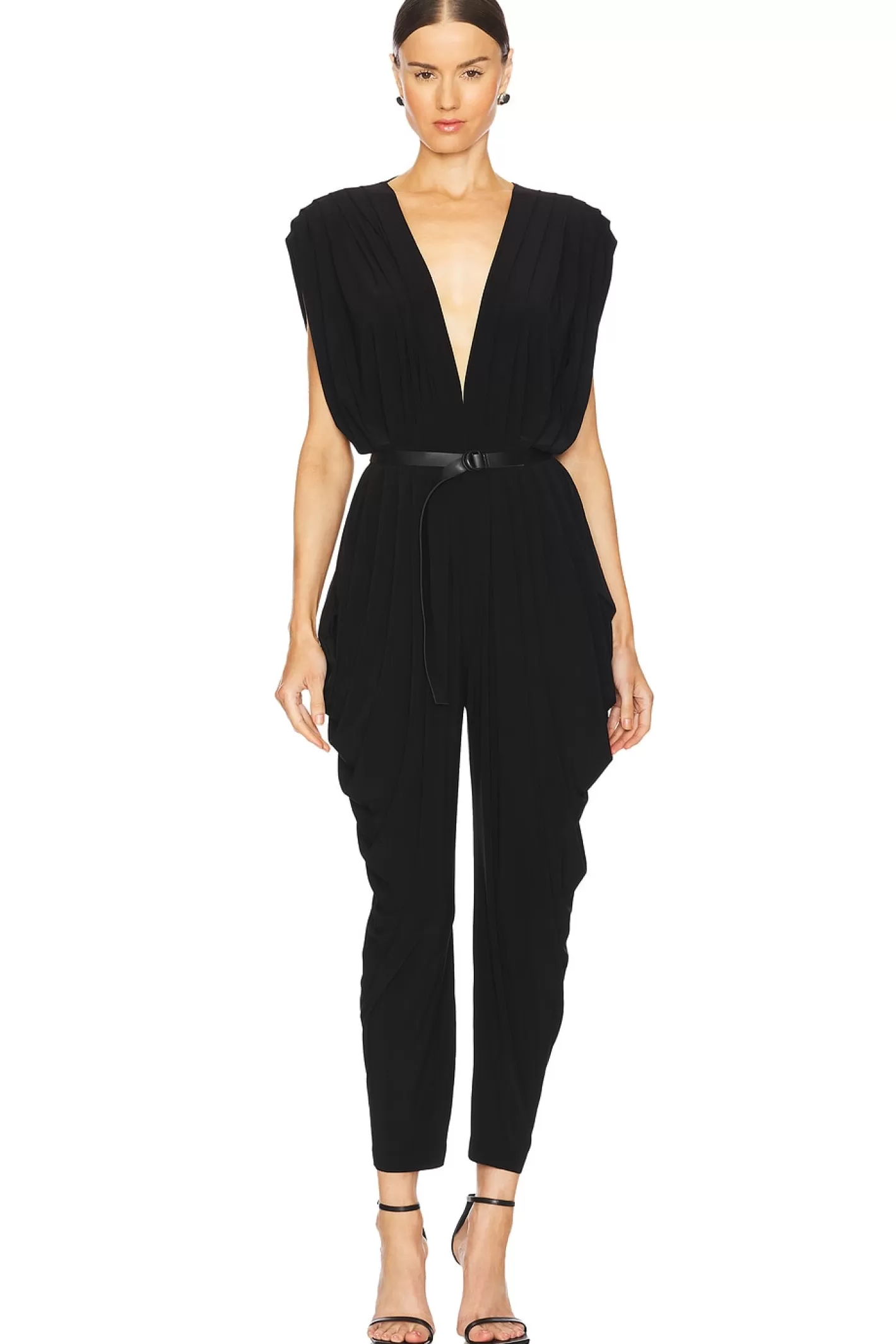 Square Sleeve Waterfall Jumpsuit>Norma Kamali Store