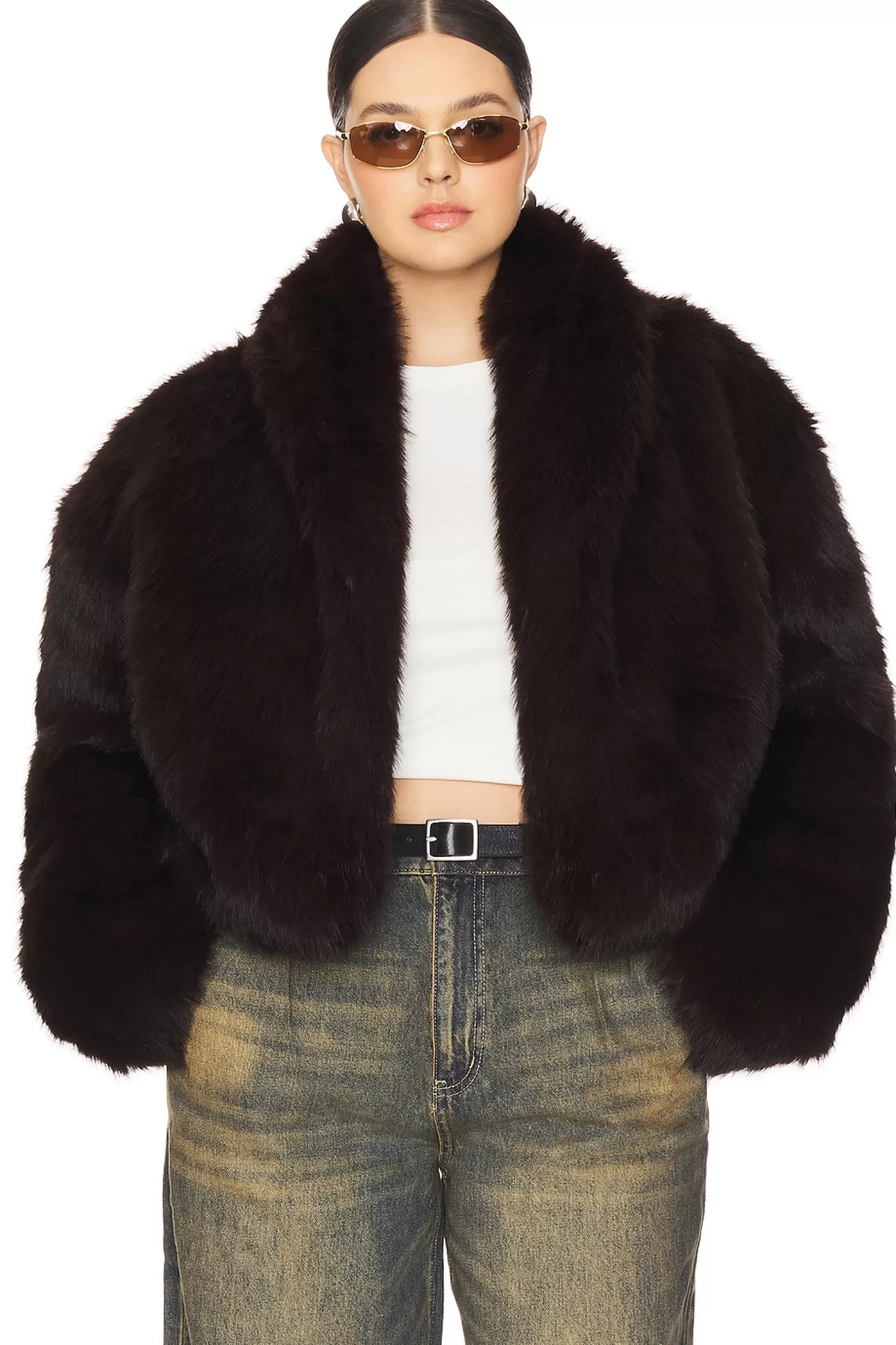 Stephanie Barrel Crop Faux Fur Jacket>AFRM Flash Sale