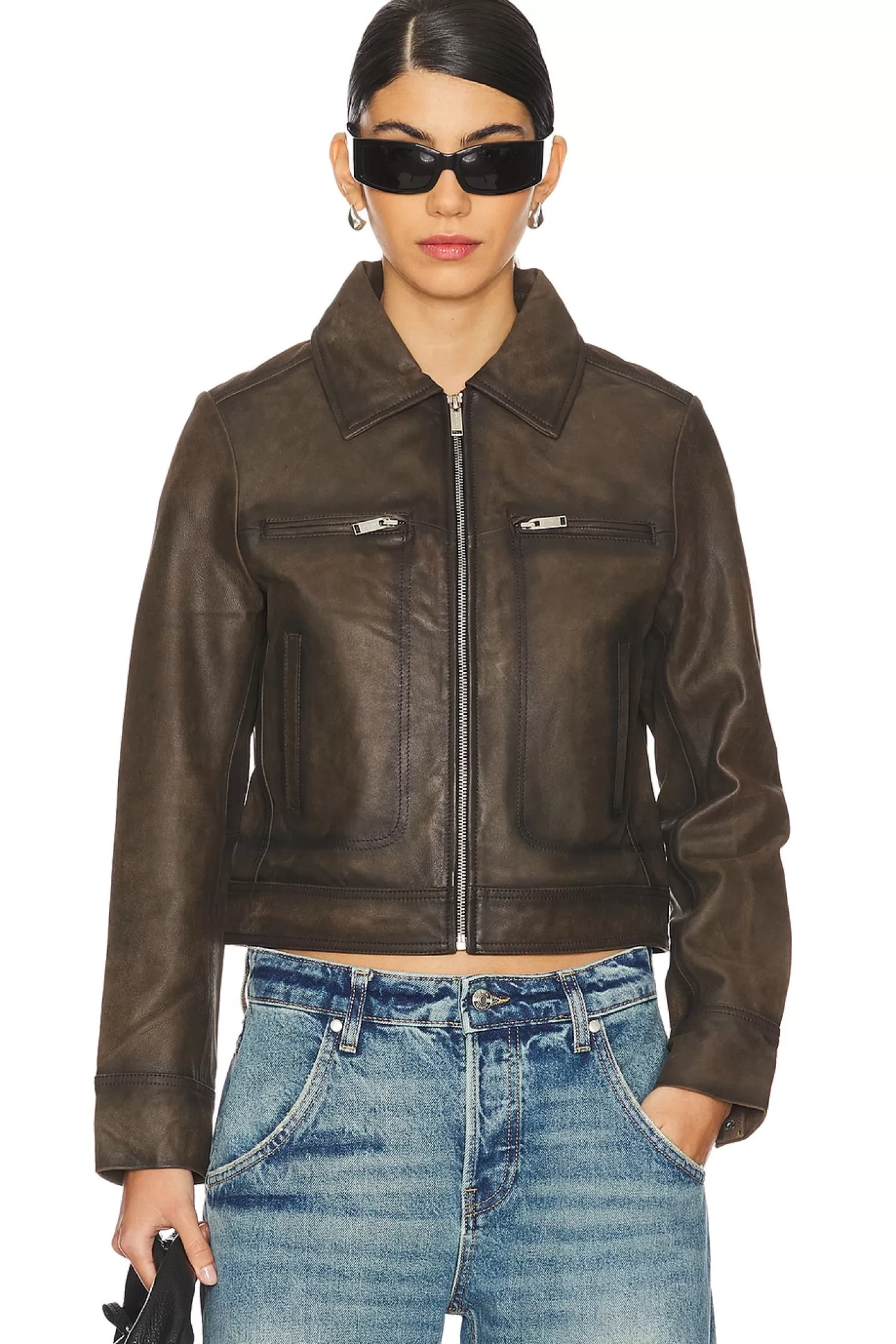 Stevie Worn Leather Jacket>Ena Pelly Store