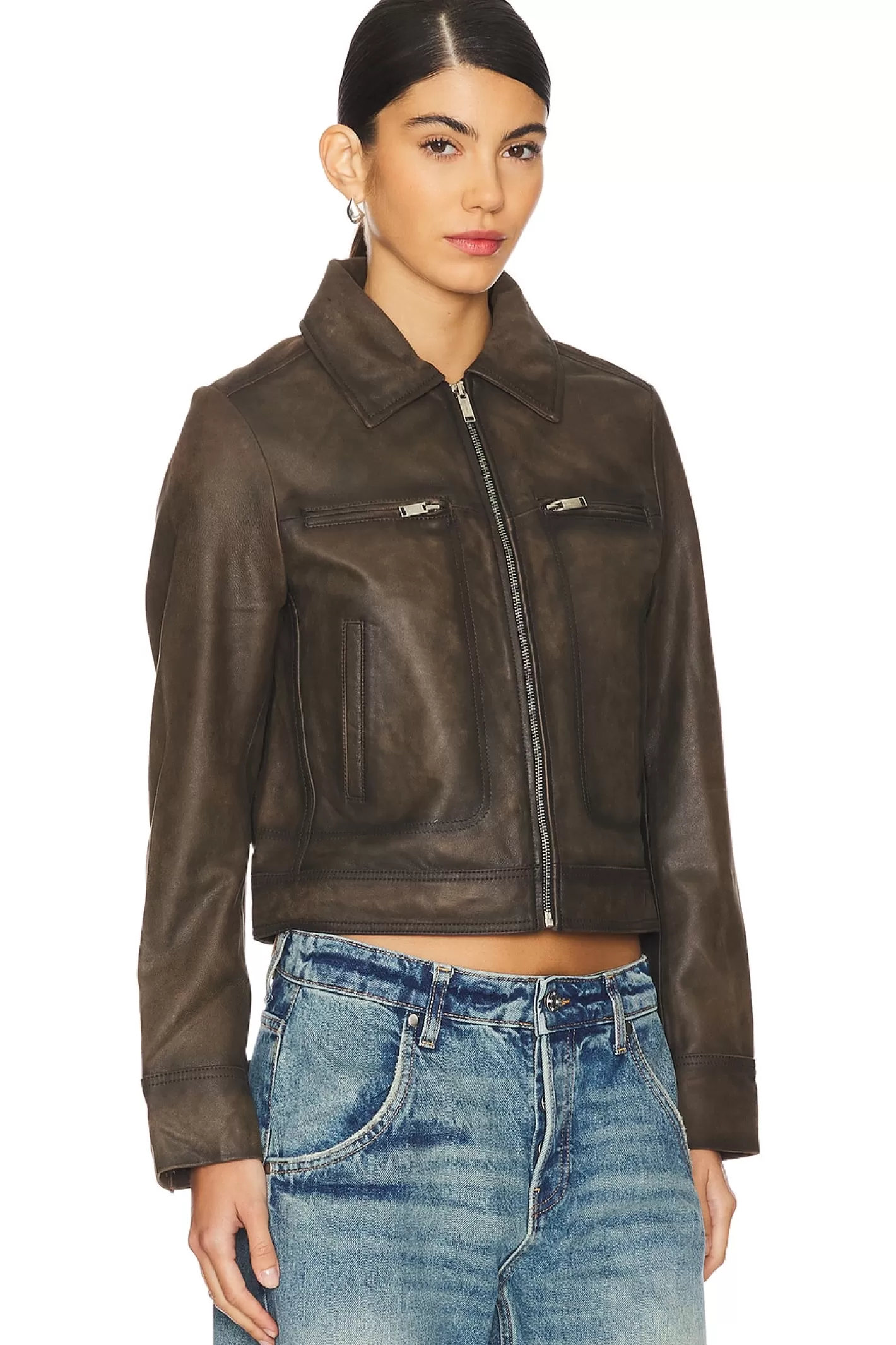 Stevie Worn Leather Jacket>Ena Pelly Store