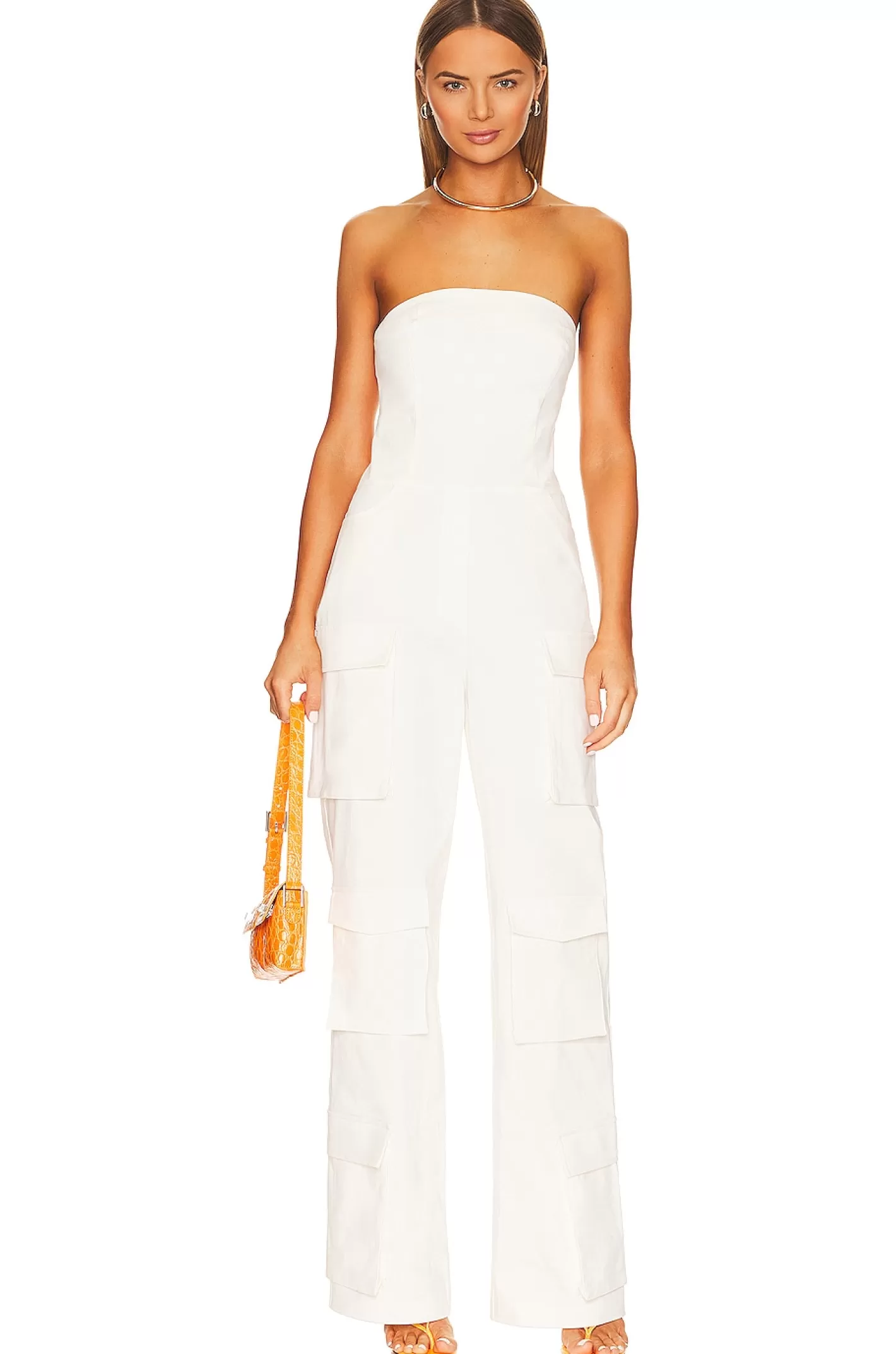 Strapless Pocket Detailed Canvas Jumpsuit>SELMACILEK Cheap