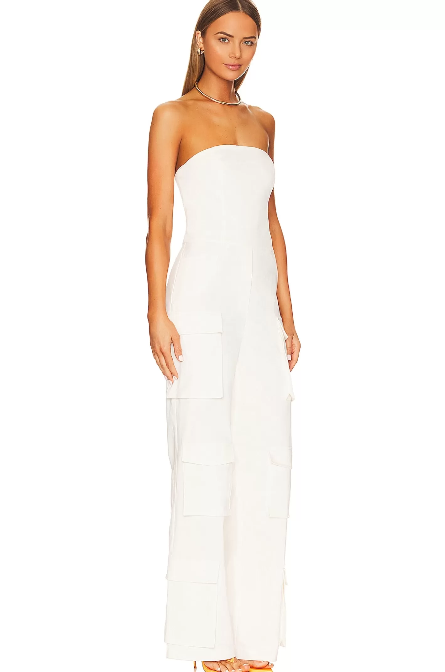 Strapless Pocket Detailed Canvas Jumpsuit>SELMACILEK Cheap