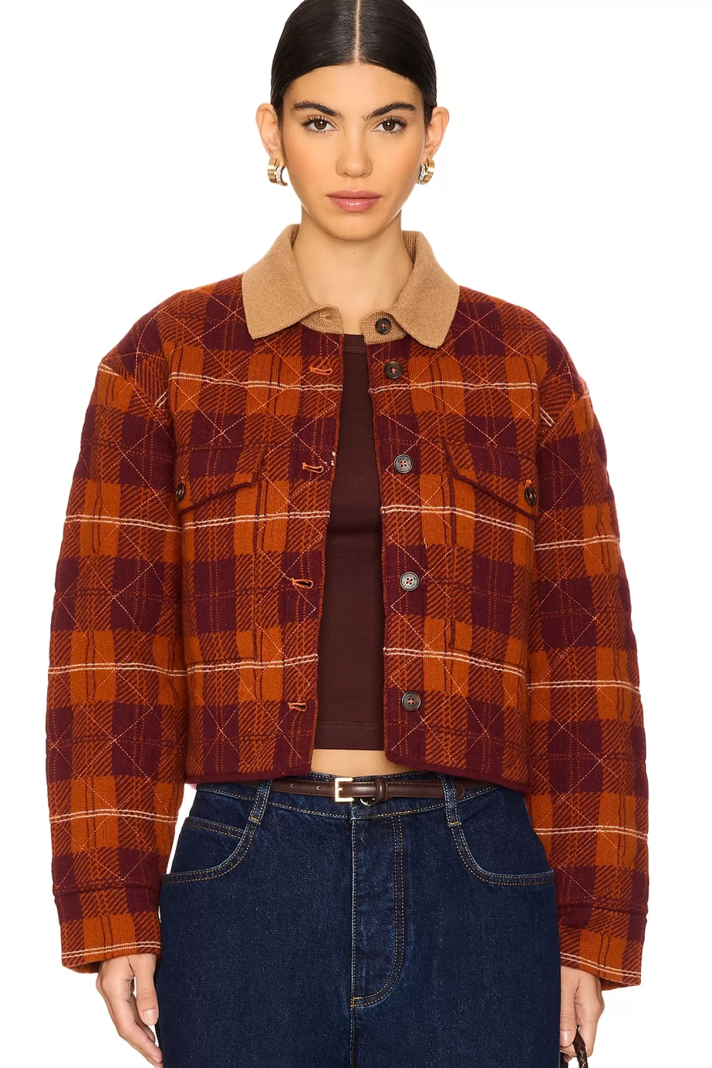 Tartan Cropped Cashmere Jacket>Guest In Residence Store