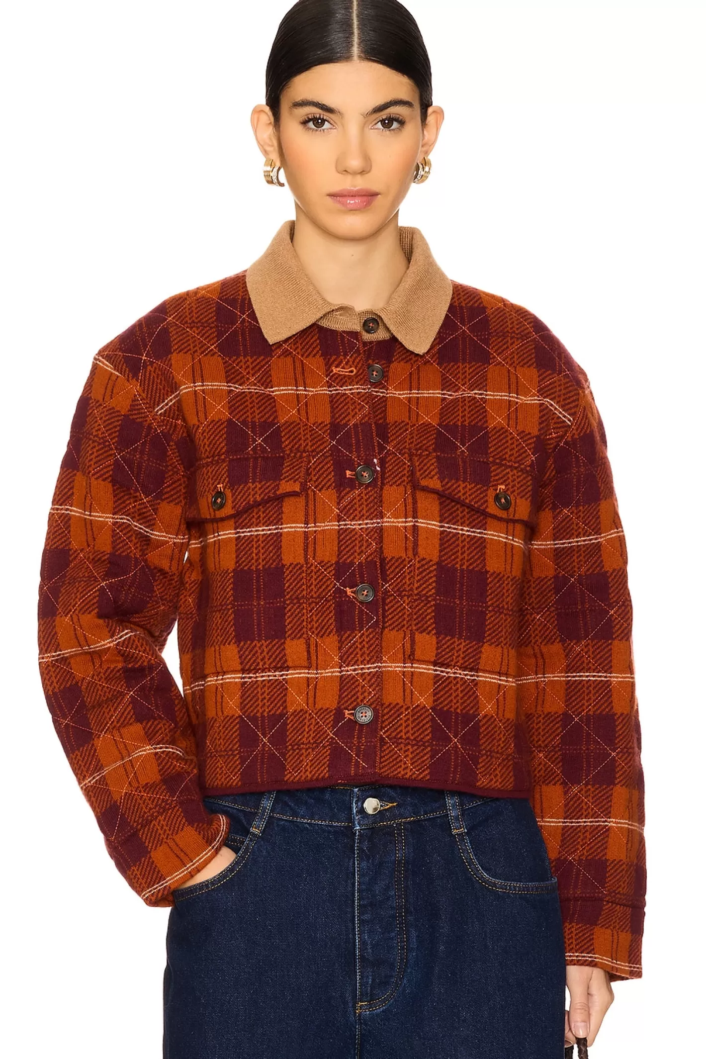 Tartan Cropped Cashmere Jacket>Guest In Residence Store