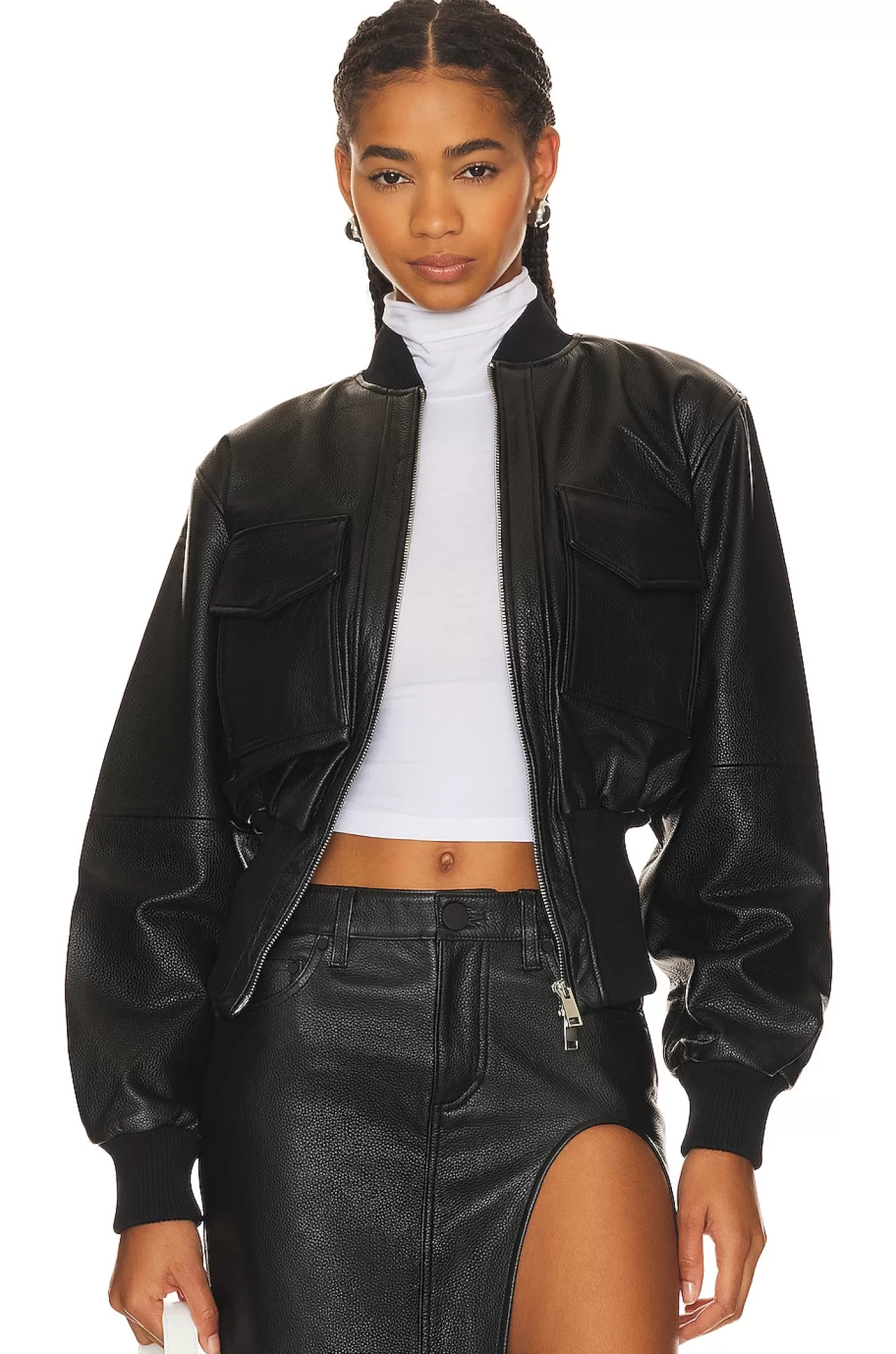 The Cropped Leather Bomber>GRLFRND Best