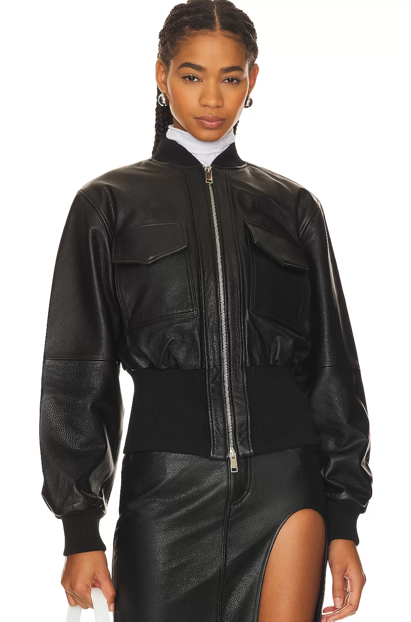 The Cropped Leather Bomber>GRLFRND Best