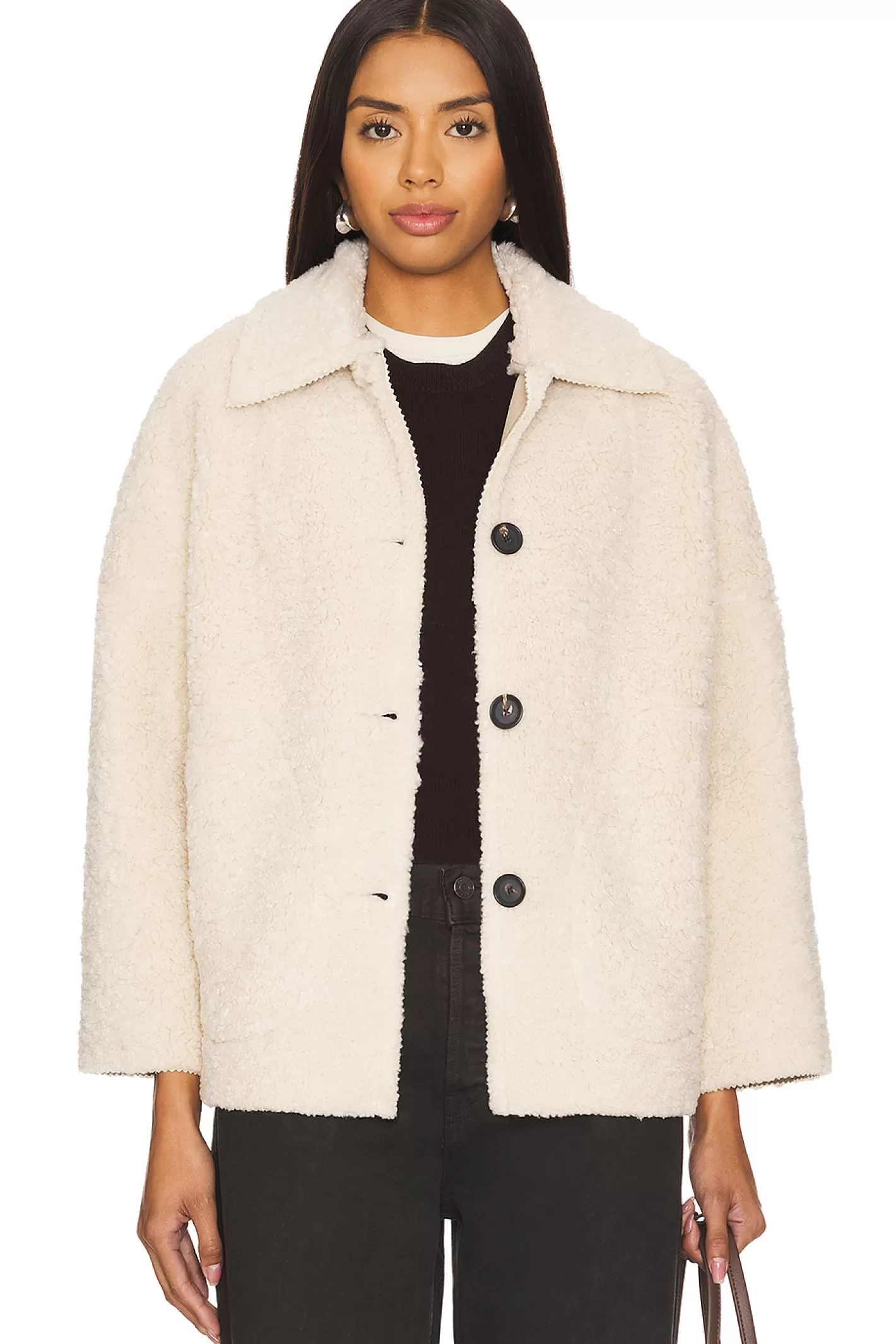 The Cropped Plush Sherpa Car Coat>The Great New