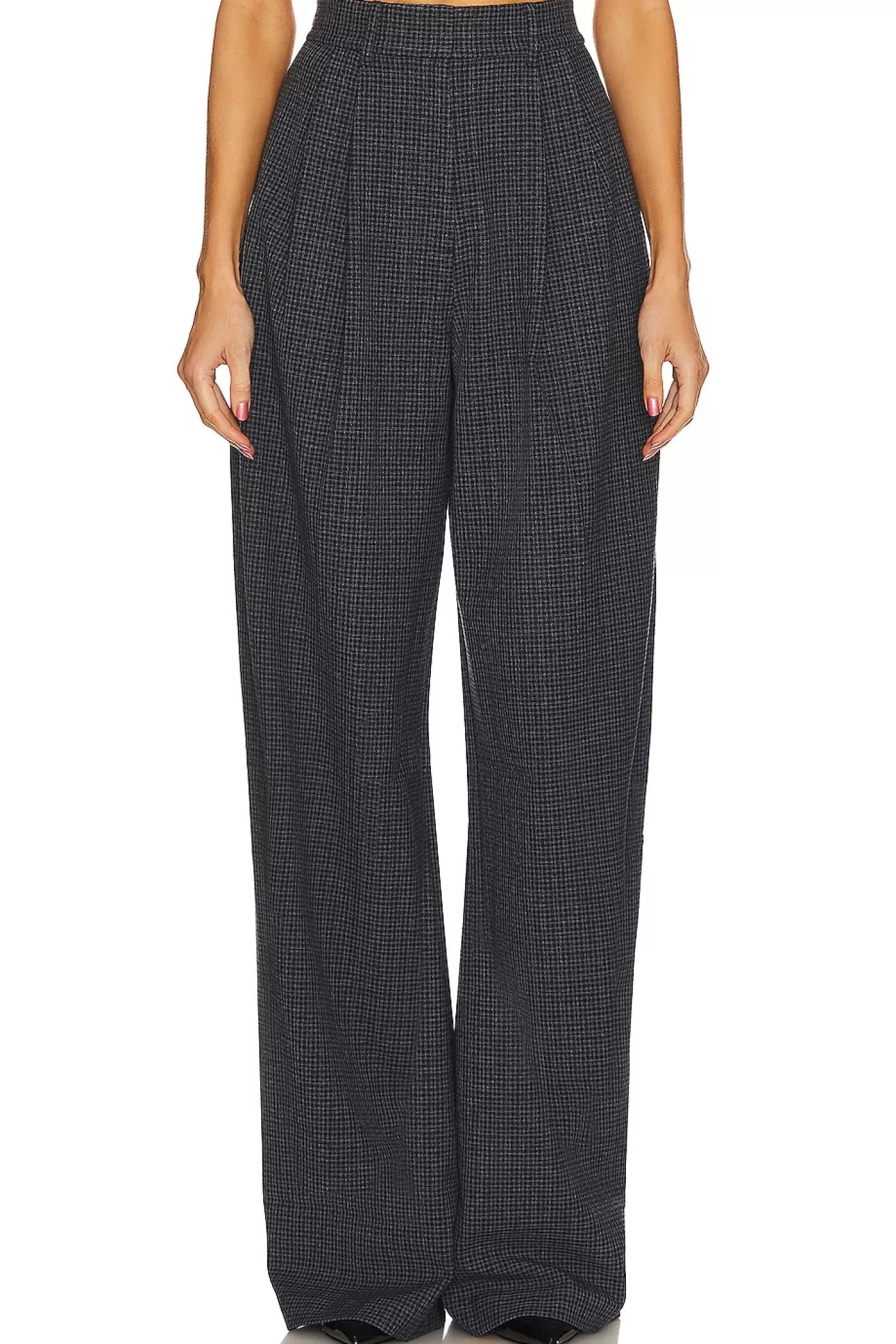 The High Waist Pleated Plaid Trouser>L'Academie Shop