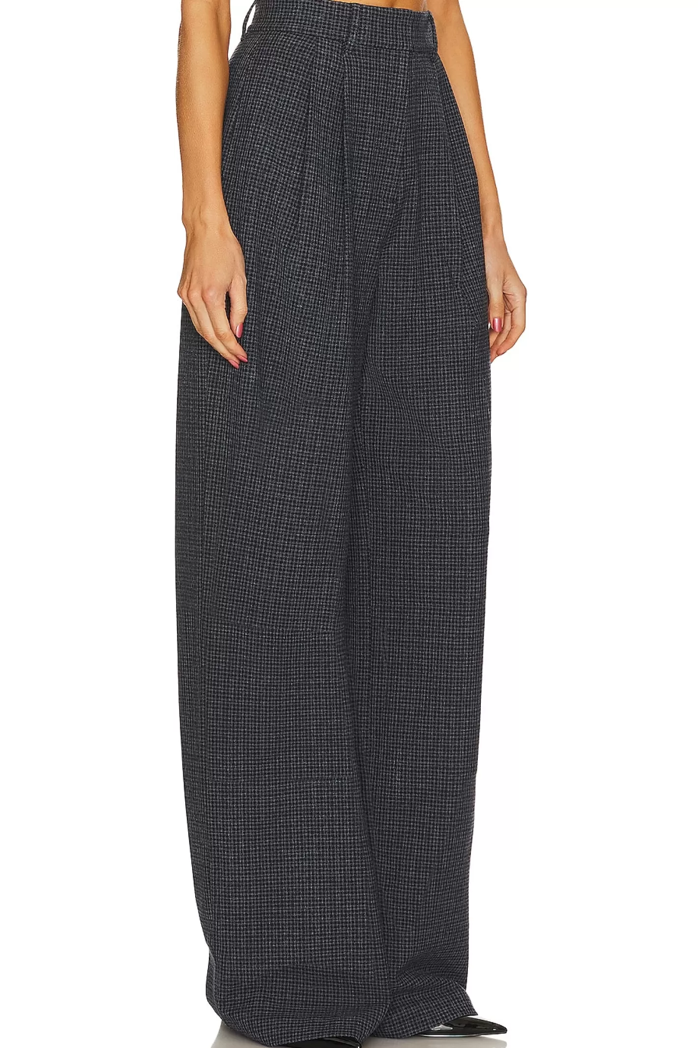 The High Waist Pleated Plaid Trouser>L'Academie Shop