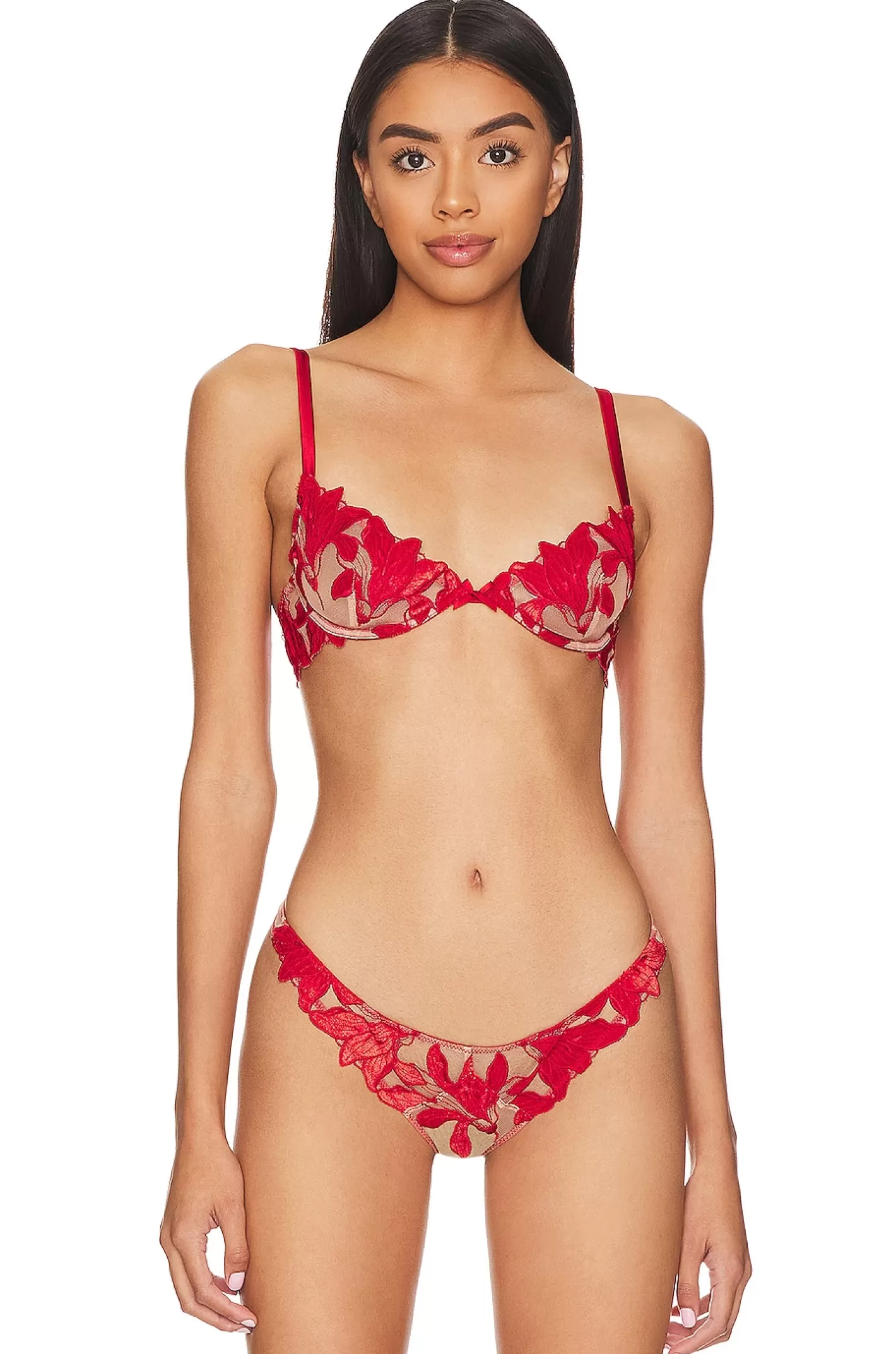 Velvet Lily Embroidery Demi Bra>fleur du mal Fashion